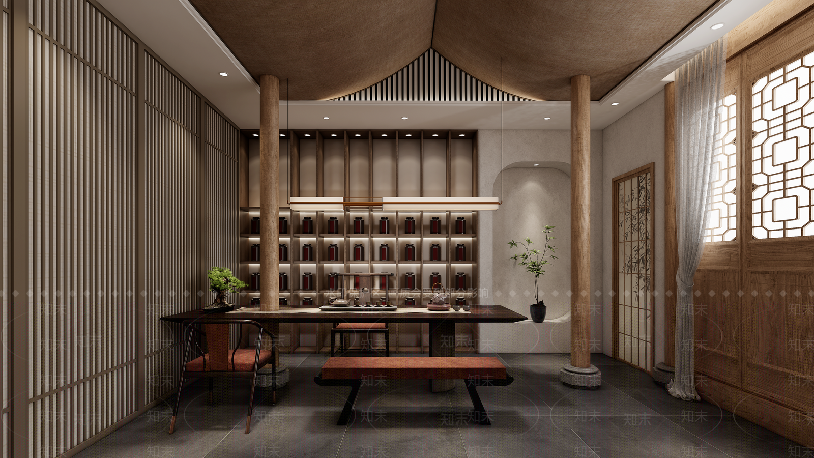 新中式中式包厢SU模型下载【ID:1173051894】