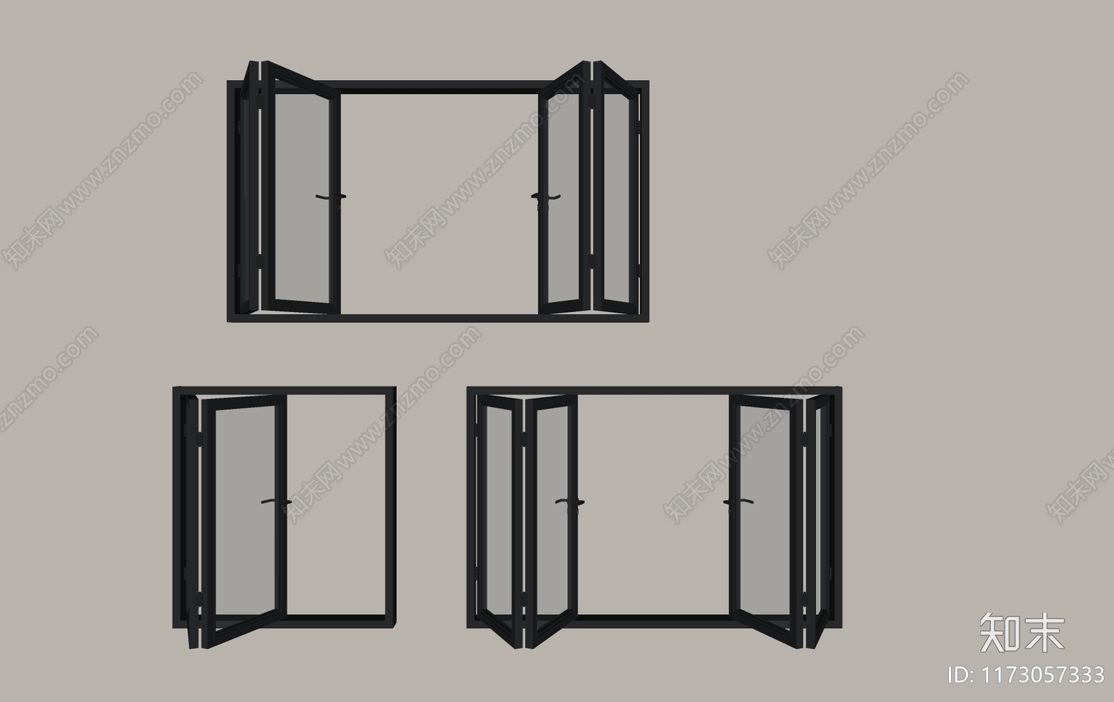 现代折叠窗SU模型下载【ID:1173057333】