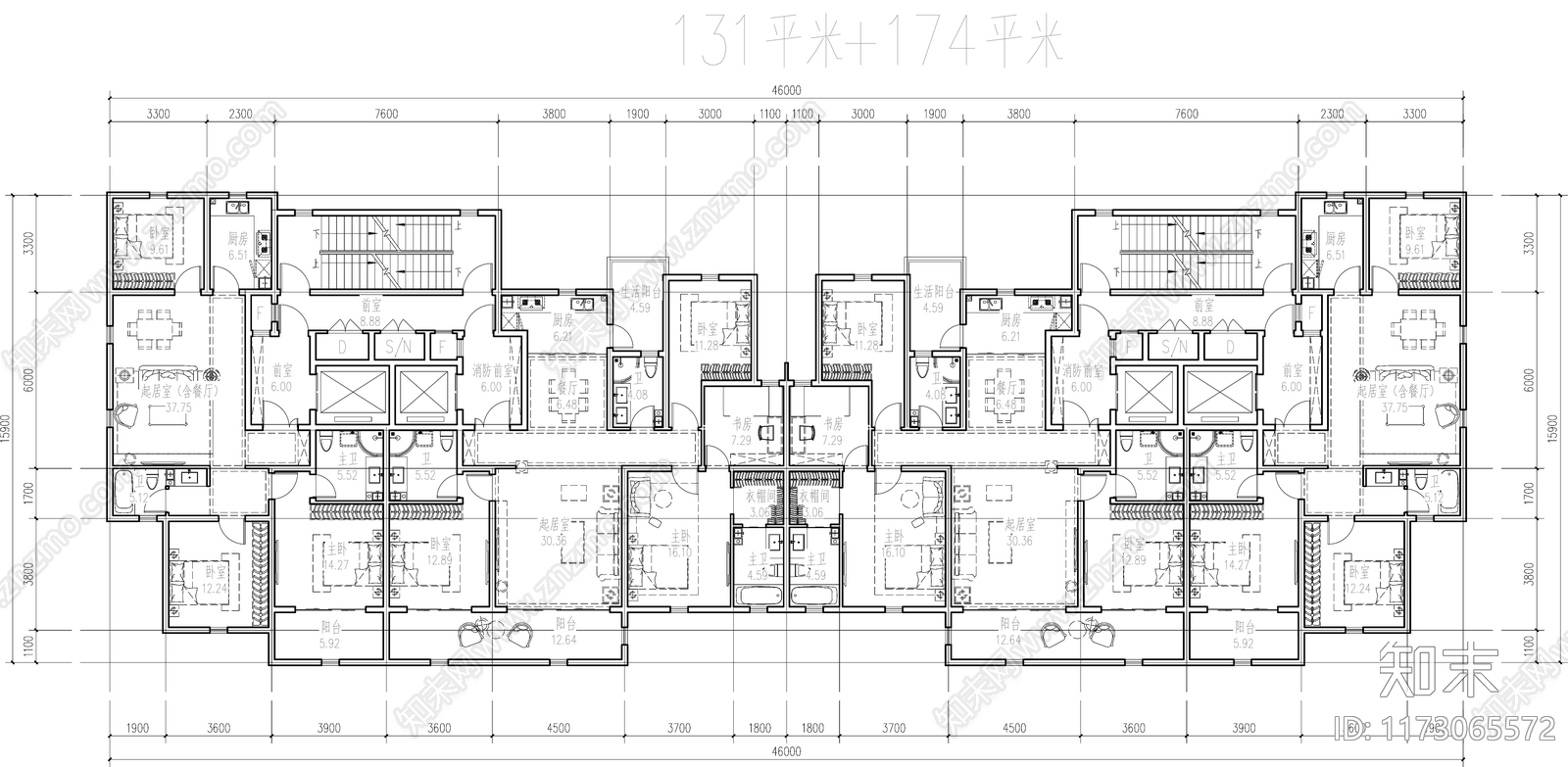 现代住宅楼建筑cad施工图下载【ID:1173065572】