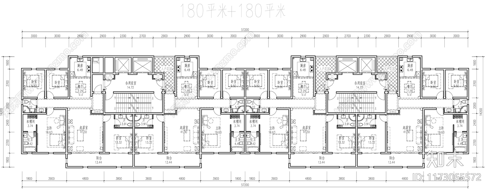 现代住宅楼建筑cad施工图下载【ID:1173065572】