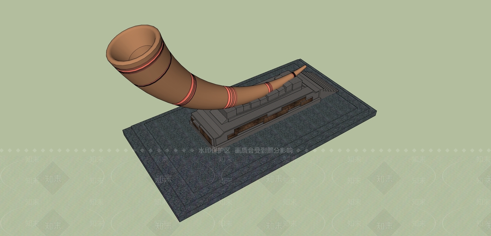 中式复古景观公园SU模型下载【ID:1173064583】