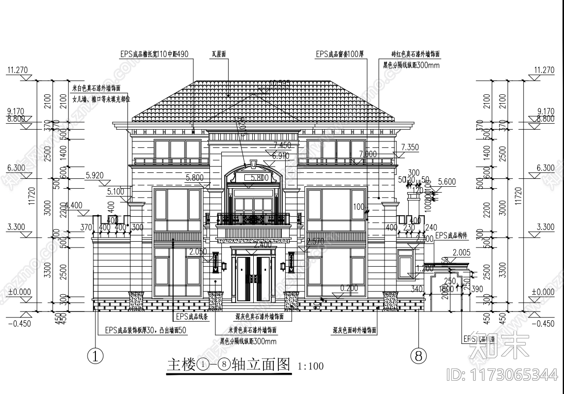 现代别墅建筑cad施工图下载【ID:1173065344】