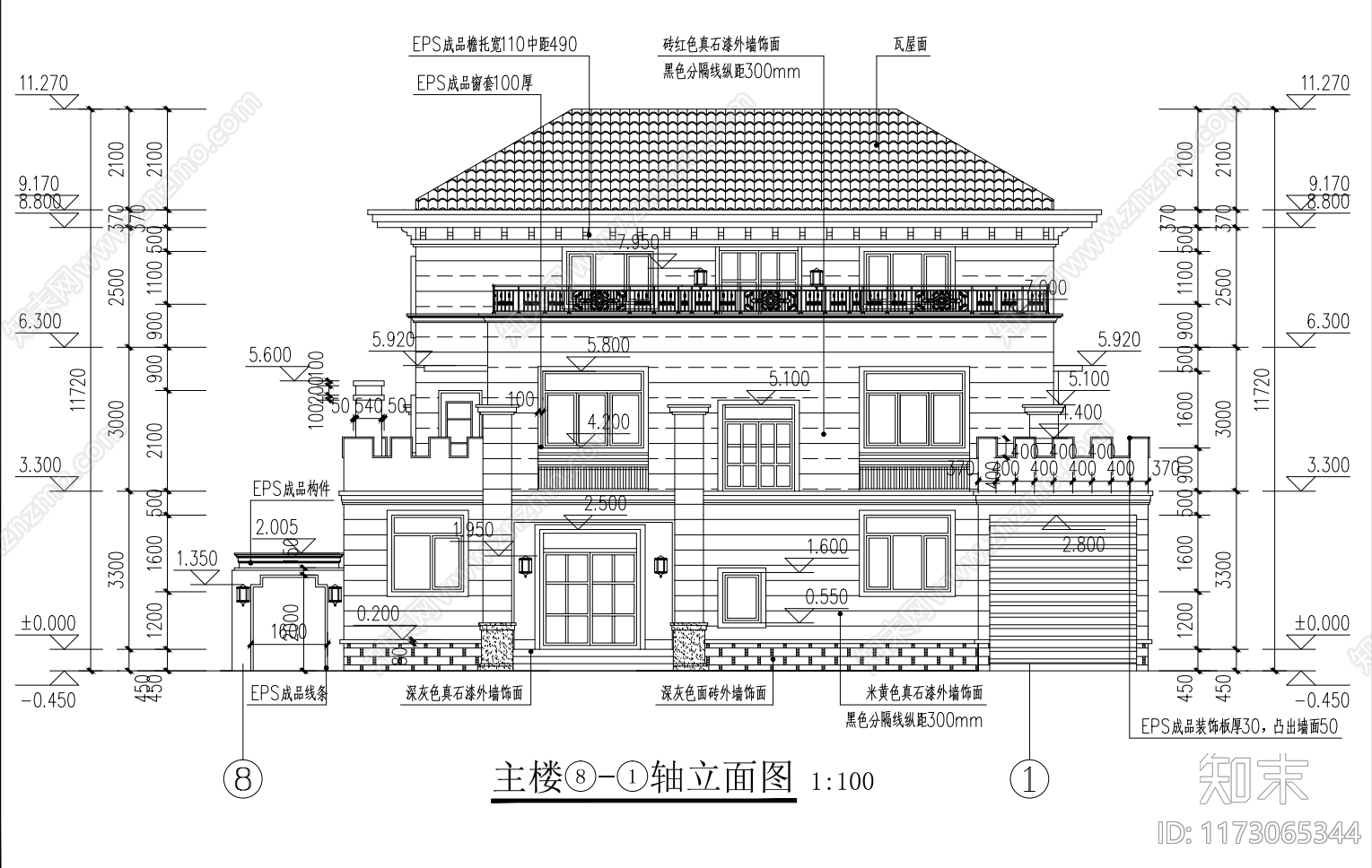 现代别墅建筑cad施工图下载【ID:1173065344】