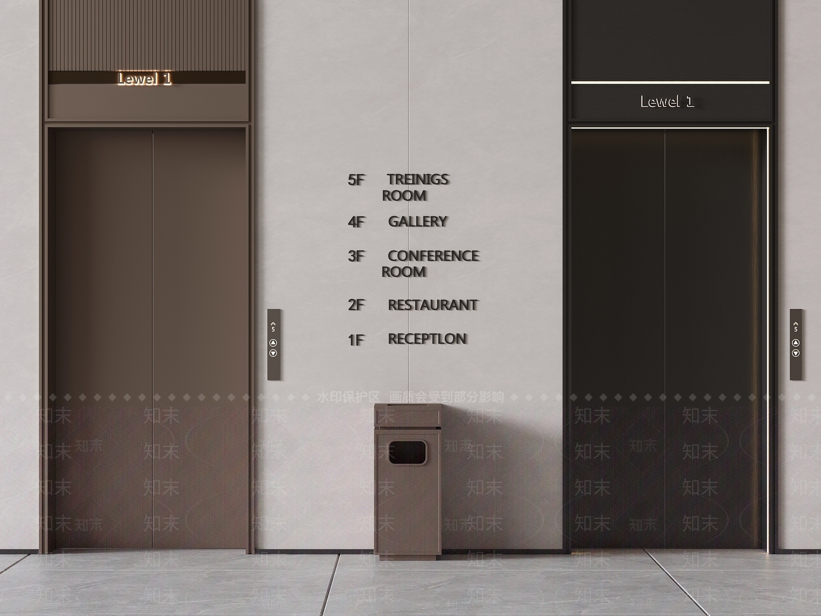 现代电梯间3D模型下载【ID:1173070085】