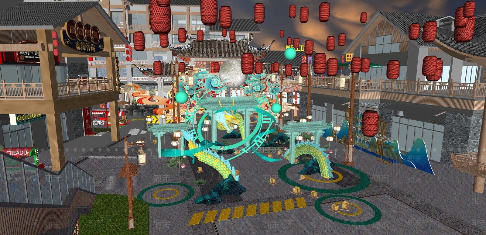 现代新中式美陈SU模型下载【ID:1173073693】