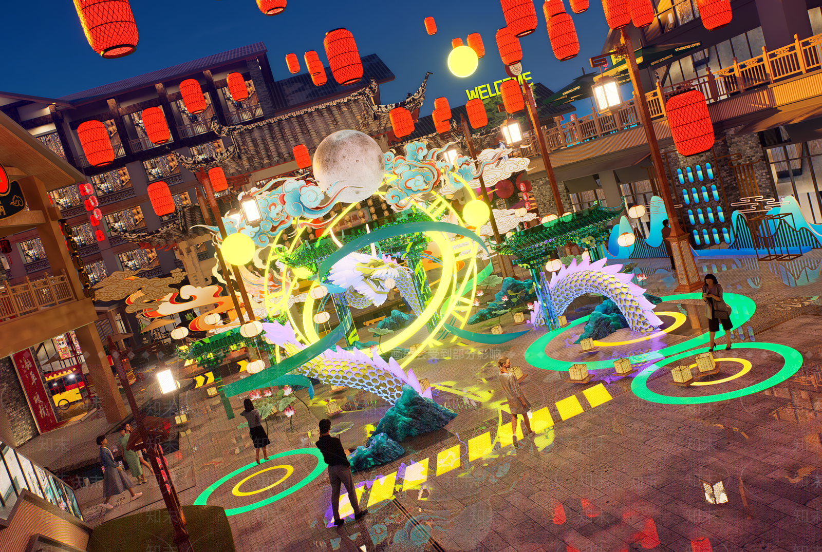 现代新中式美陈SU模型下载【ID:1173073693】
