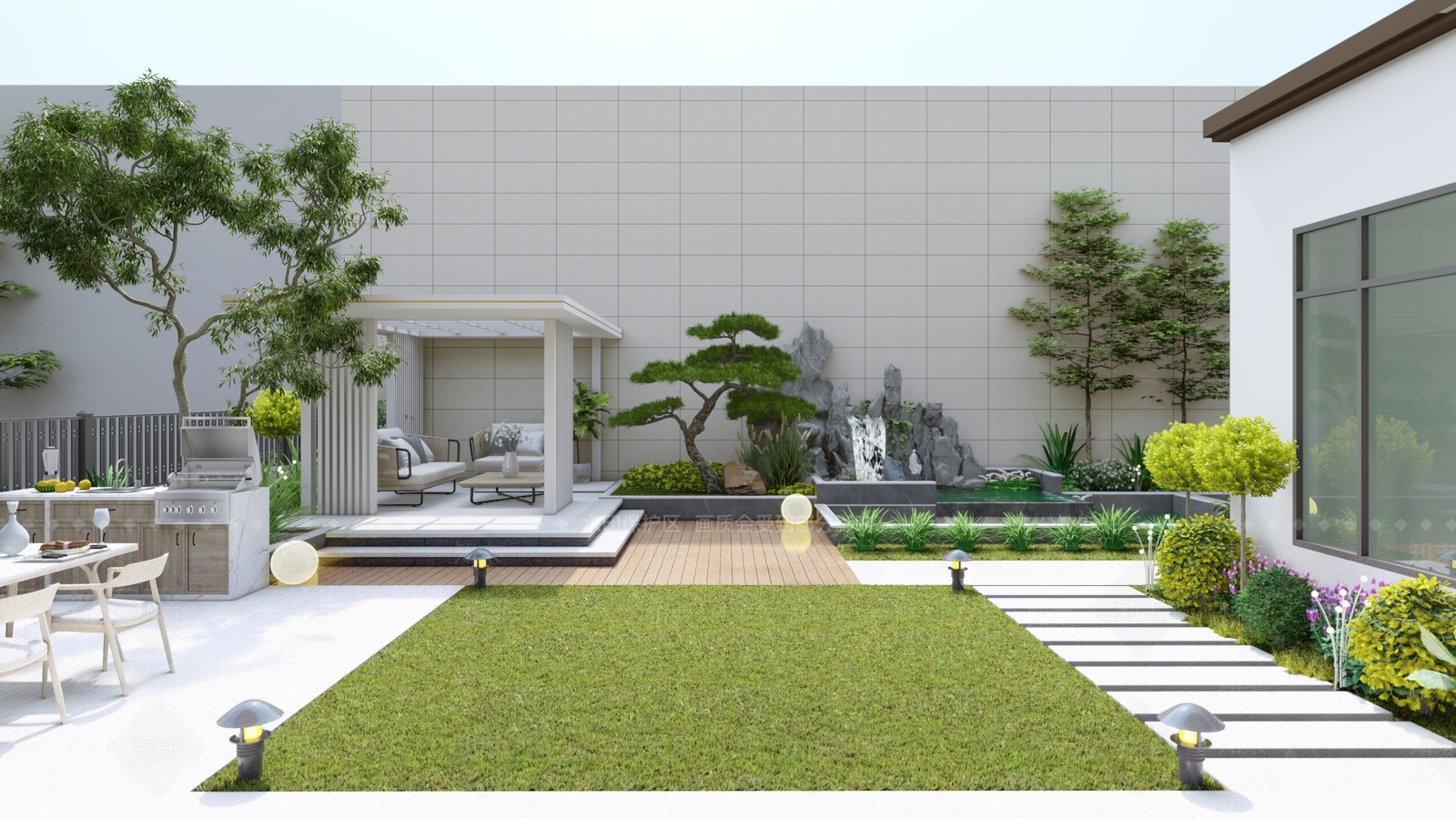 现代别墅庭院SU模型下载【ID:1173074120】