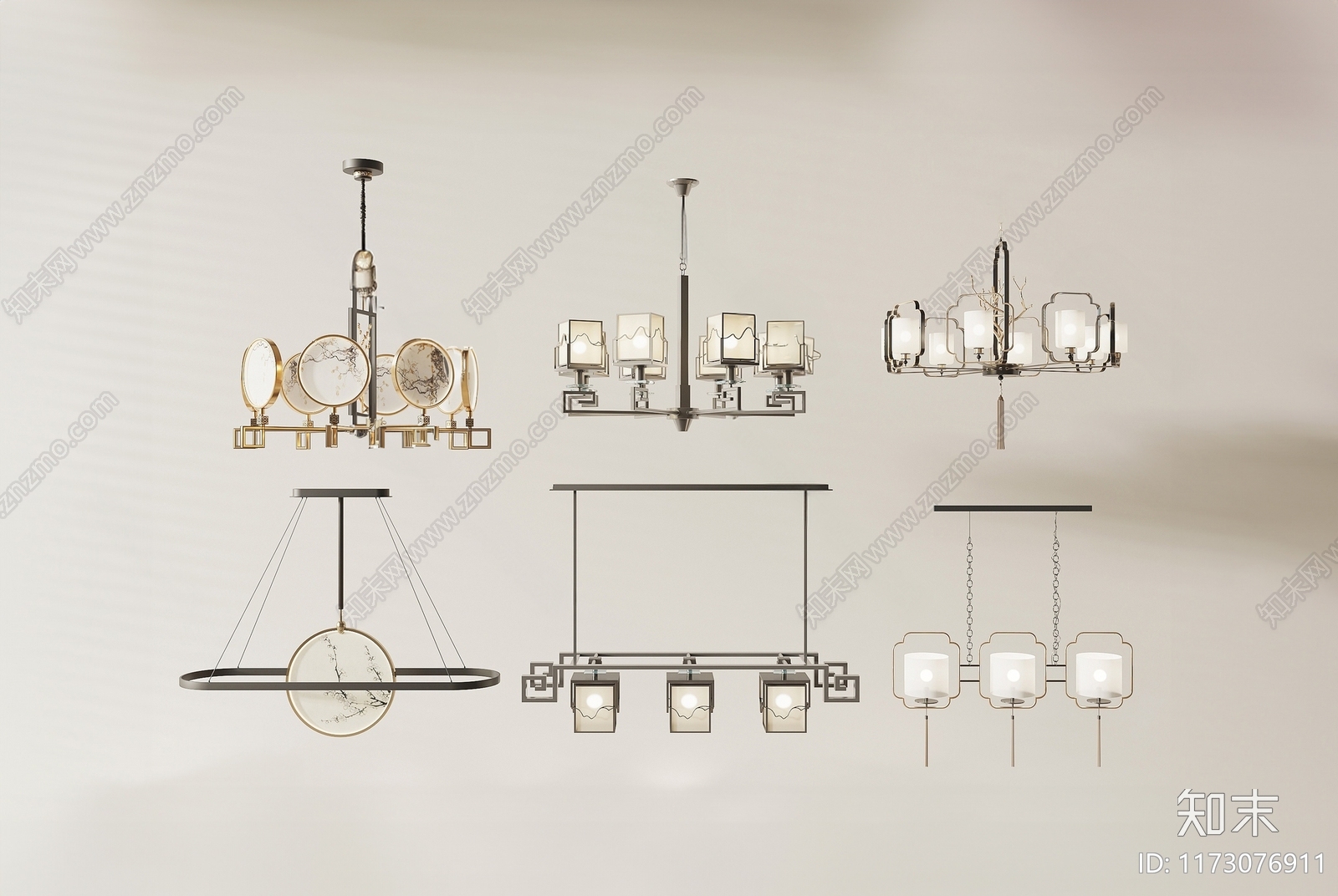 新中式吊灯3D模型下载【ID:1173076911】