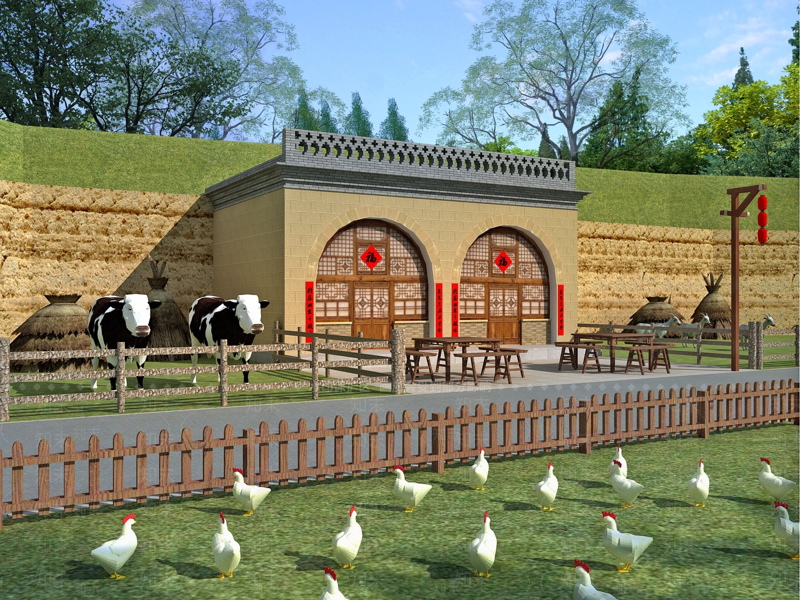 中式艺术风格建筑3D模型下载【ID:1173082910】