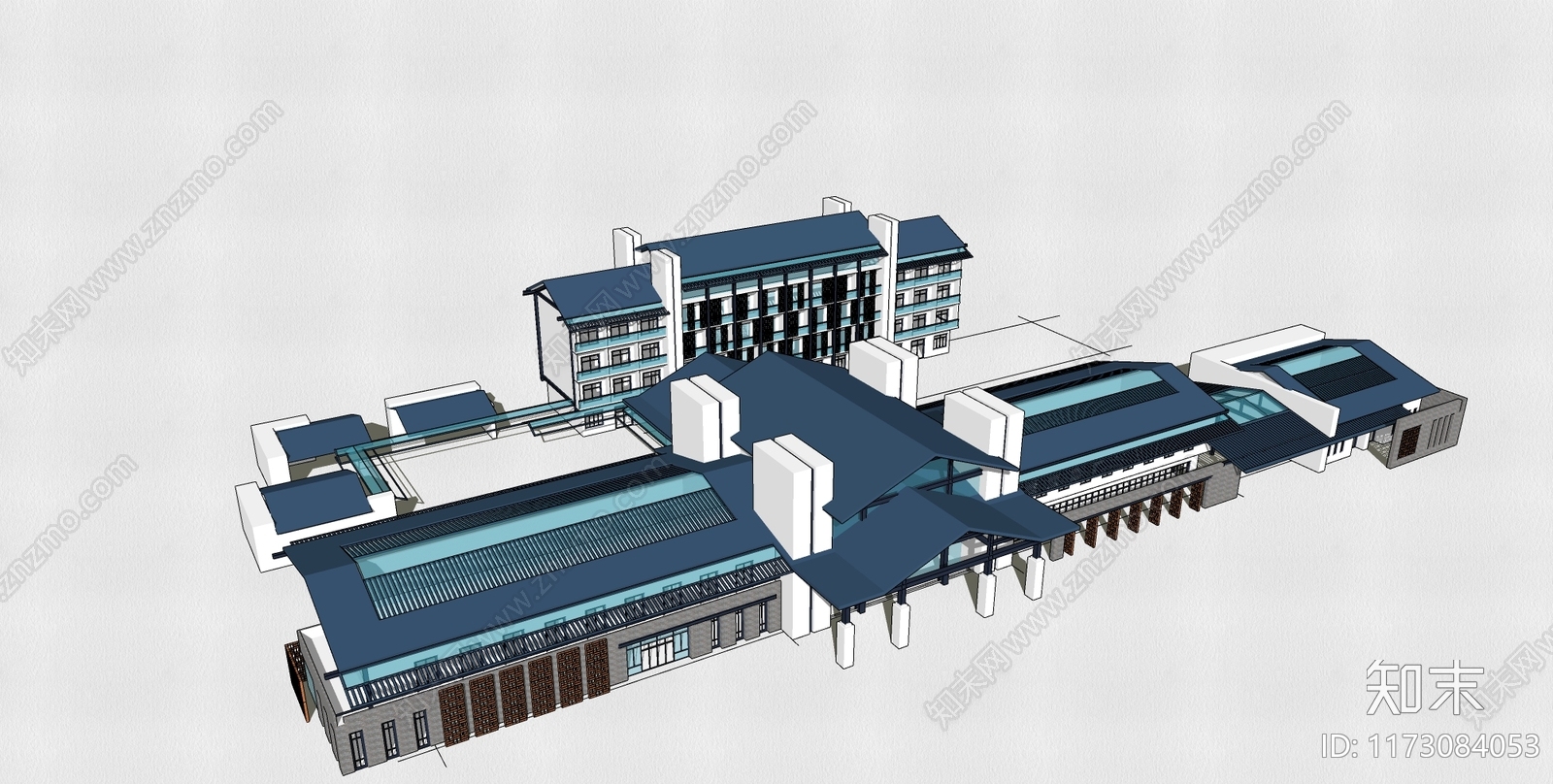 新中式其他公共建筑SU模型下载【ID:1173084053】