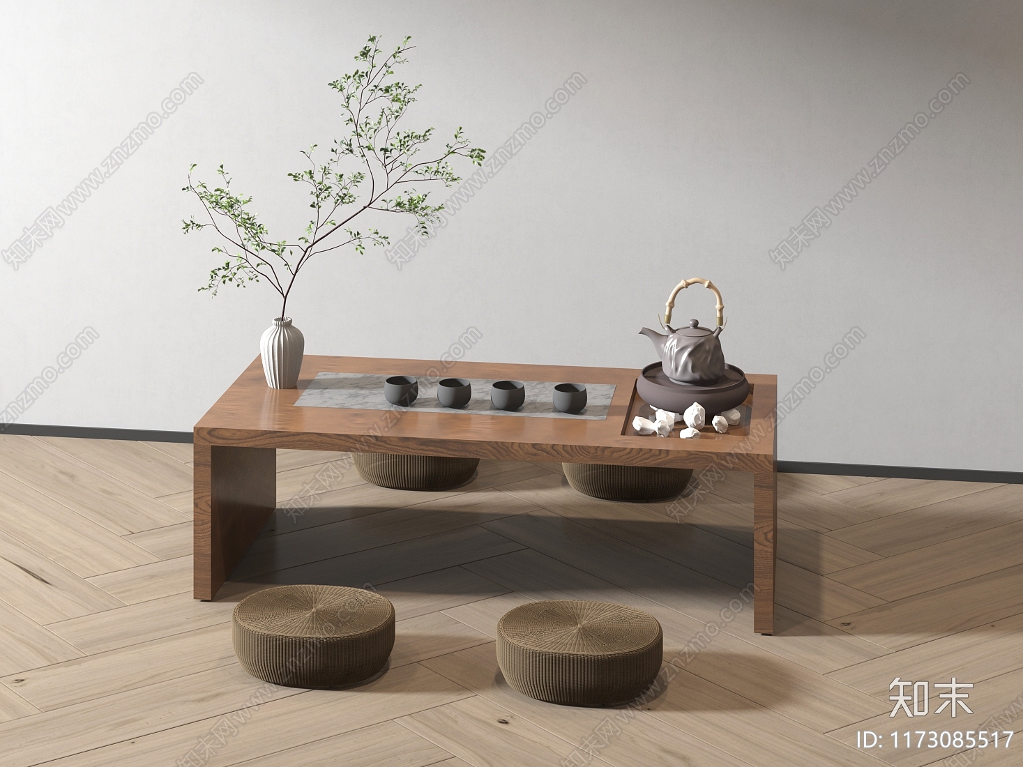 新中式中式茶桌椅3D模型下载【ID:1173085517】