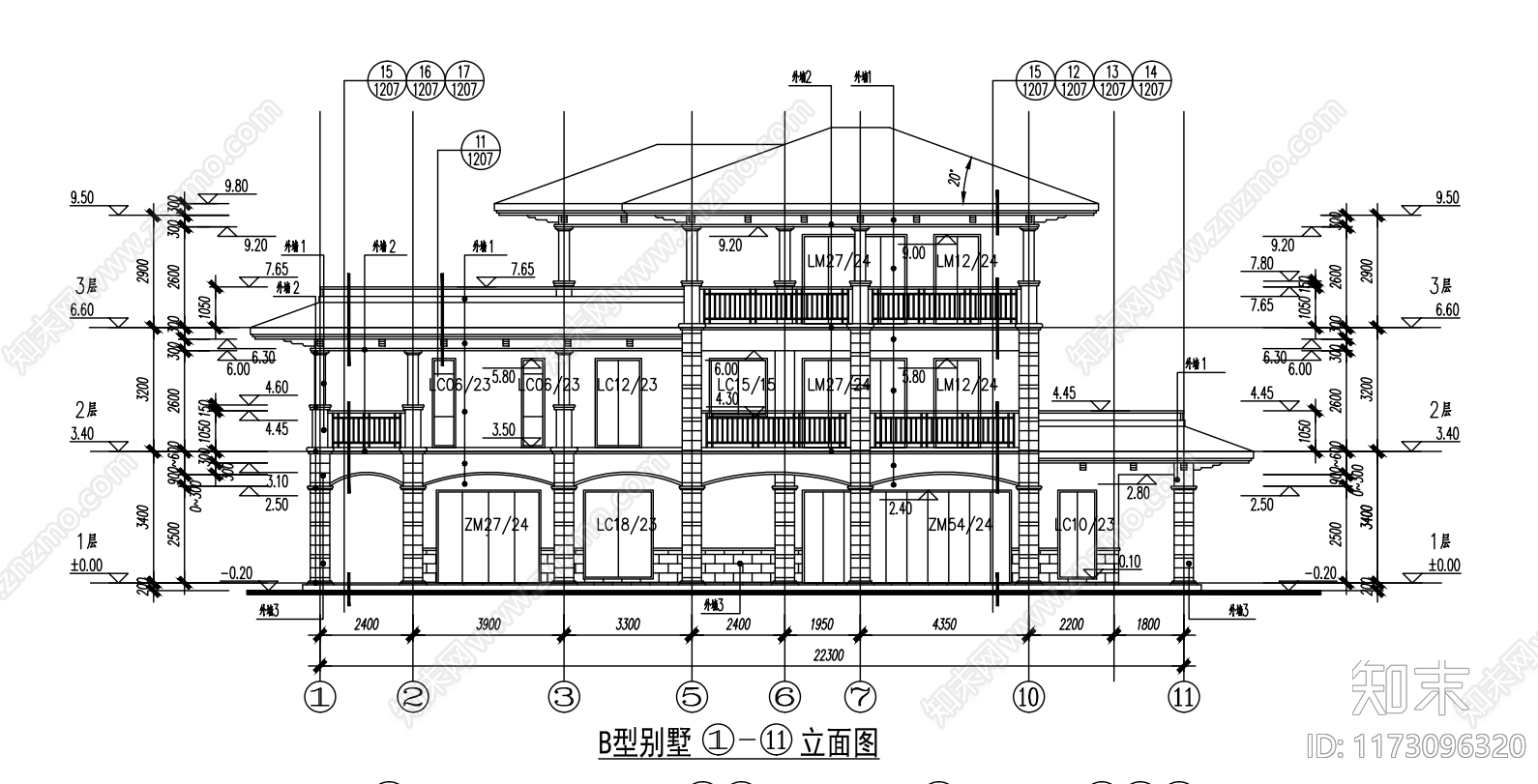 现代别墅建筑cad施工图下载【ID:1173096320】