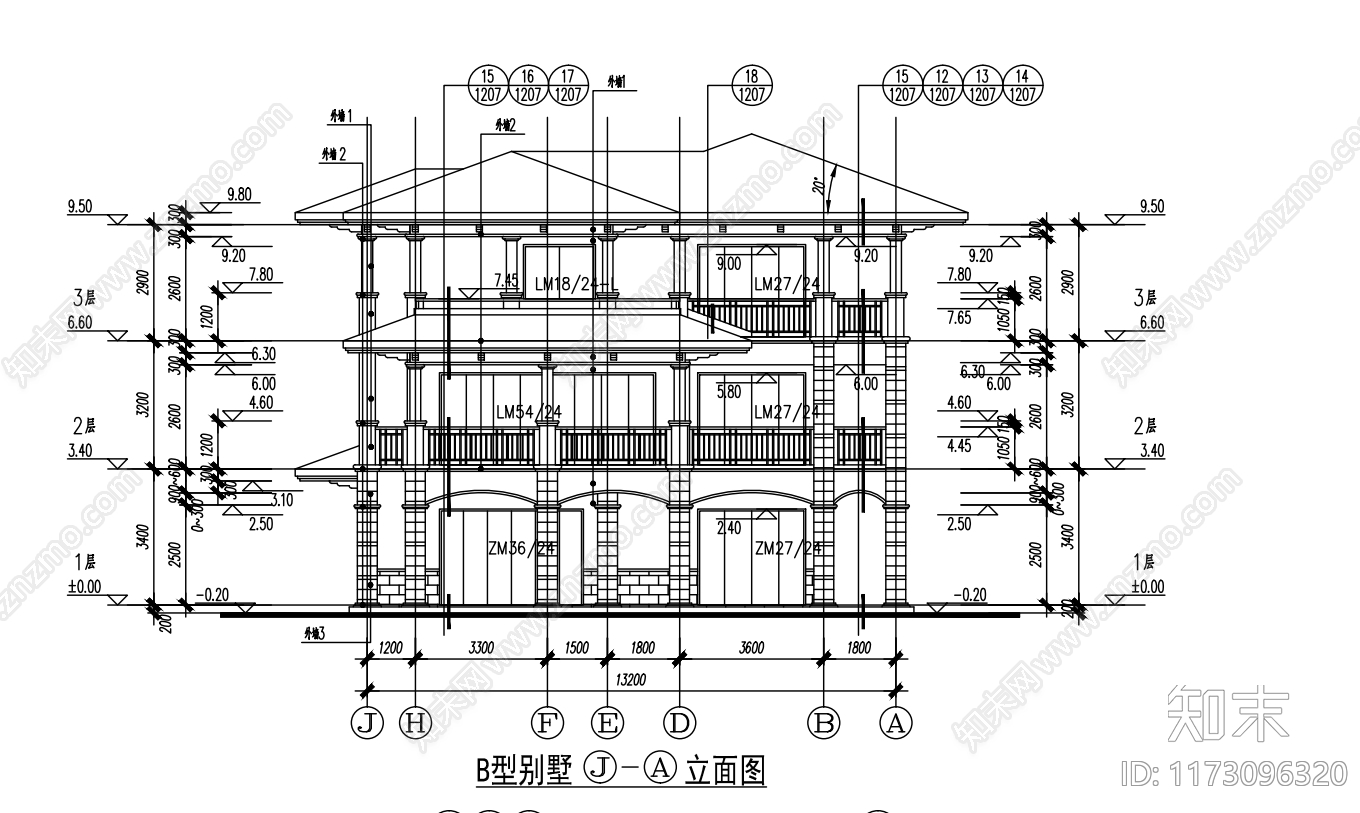 现代别墅建筑cad施工图下载【ID:1173096320】