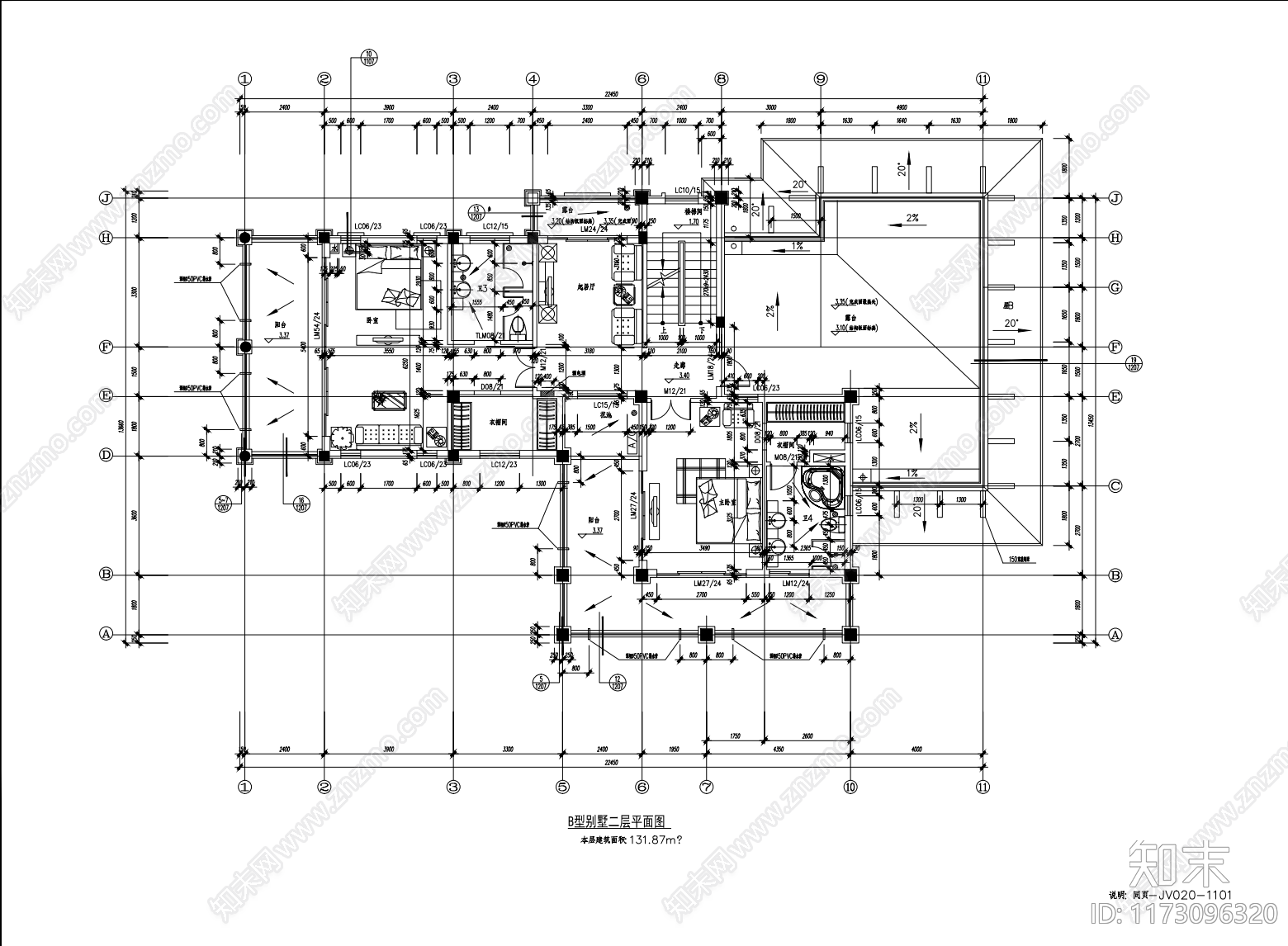 现代别墅建筑cad施工图下载【ID:1173096320】