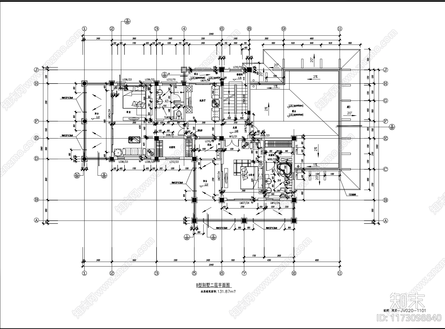 现代别墅建筑cad施工图下载【ID:1173098840】