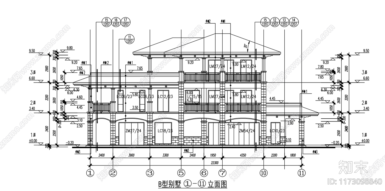 现代别墅建筑cad施工图下载【ID:1173098840】