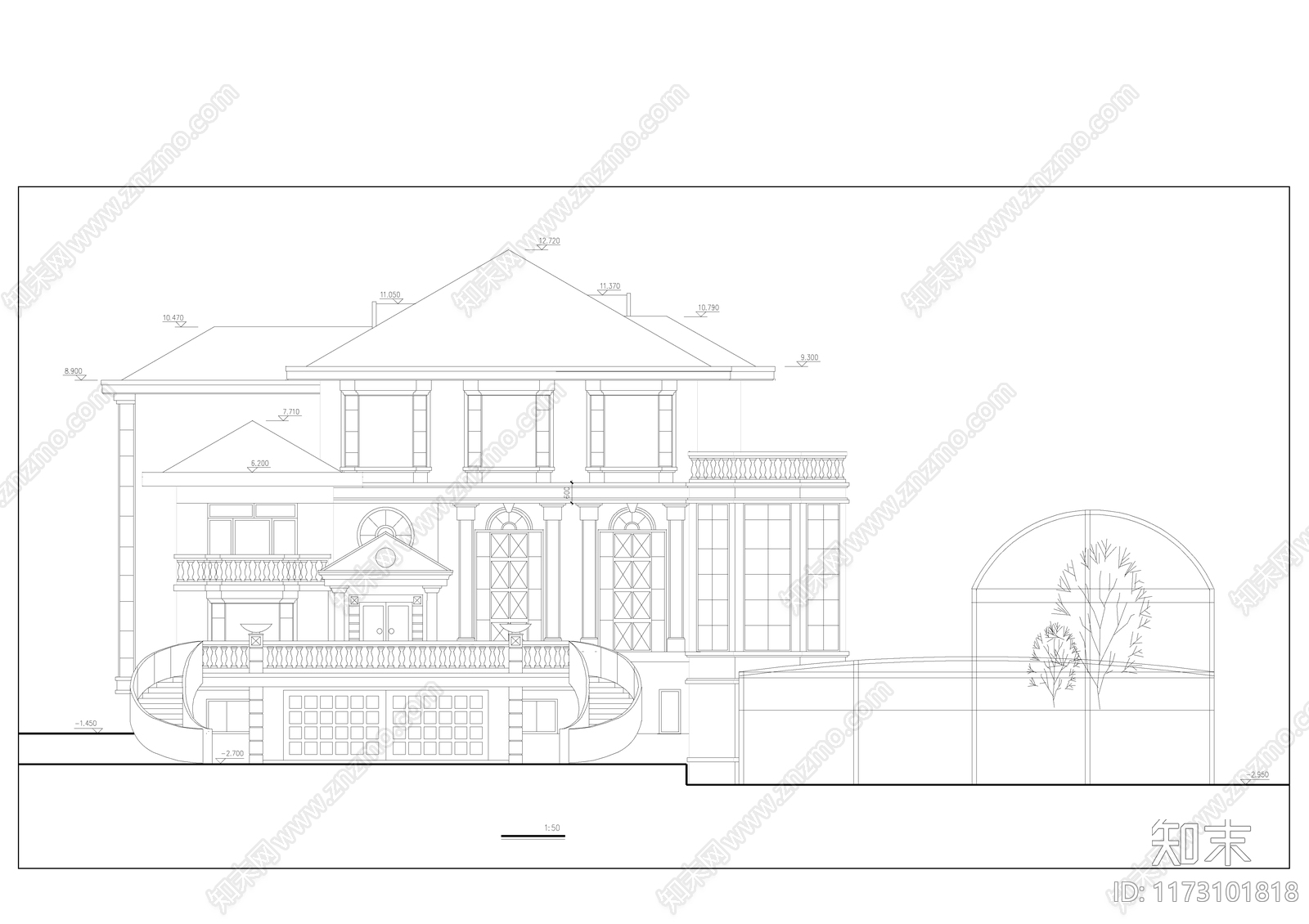 建筑平面图cad施工图下载【ID:1173101818】