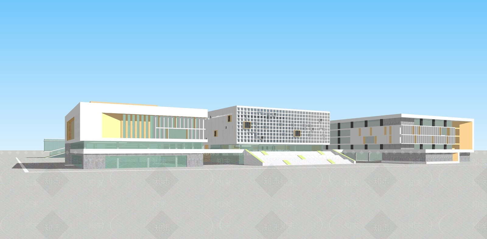 现代学校建筑SU模型下载【ID:1173106753】