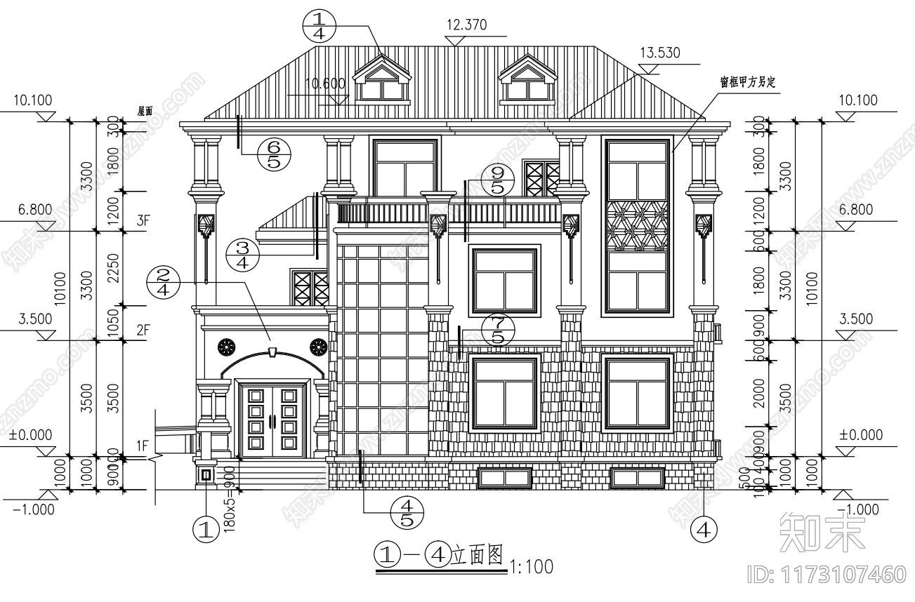 现代别墅建筑cad施工图下载【ID:1173107460】