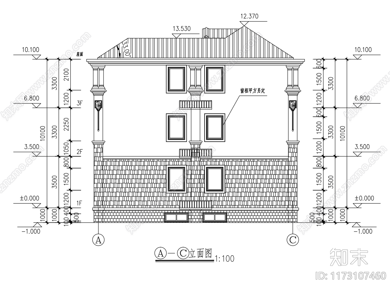 现代别墅建筑cad施工图下载【ID:1173107460】