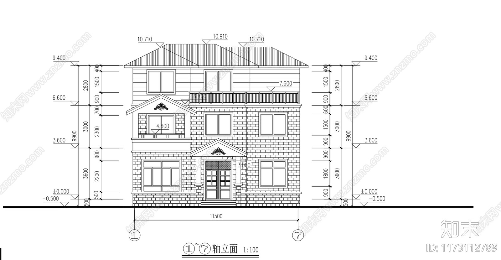 现代别墅建筑cad施工图下载【ID:1173112789】