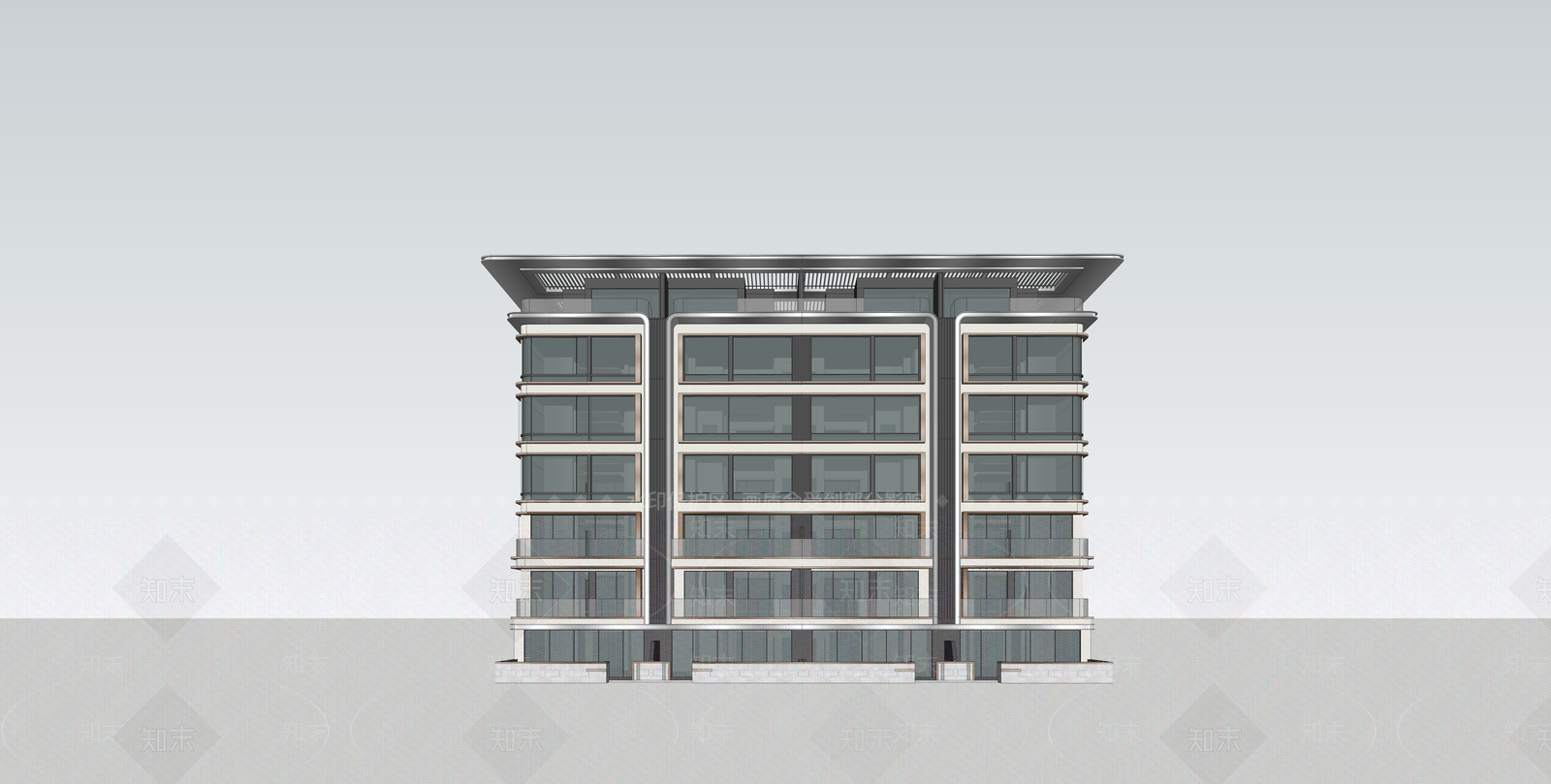 现代多层住宅SU模型下载【ID:1173113293】