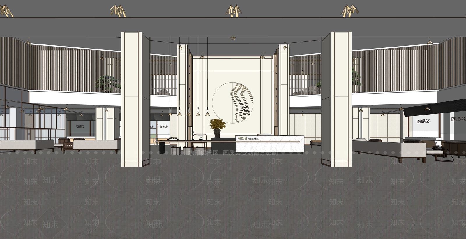 新中式医院SU模型下载【ID:1173113756】