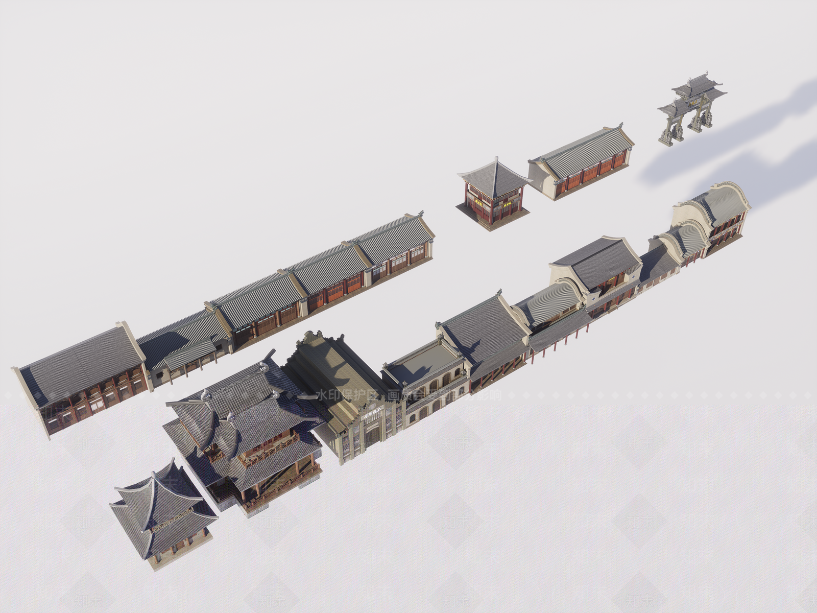 中式古建筑SU模型下载【ID:1173118401】