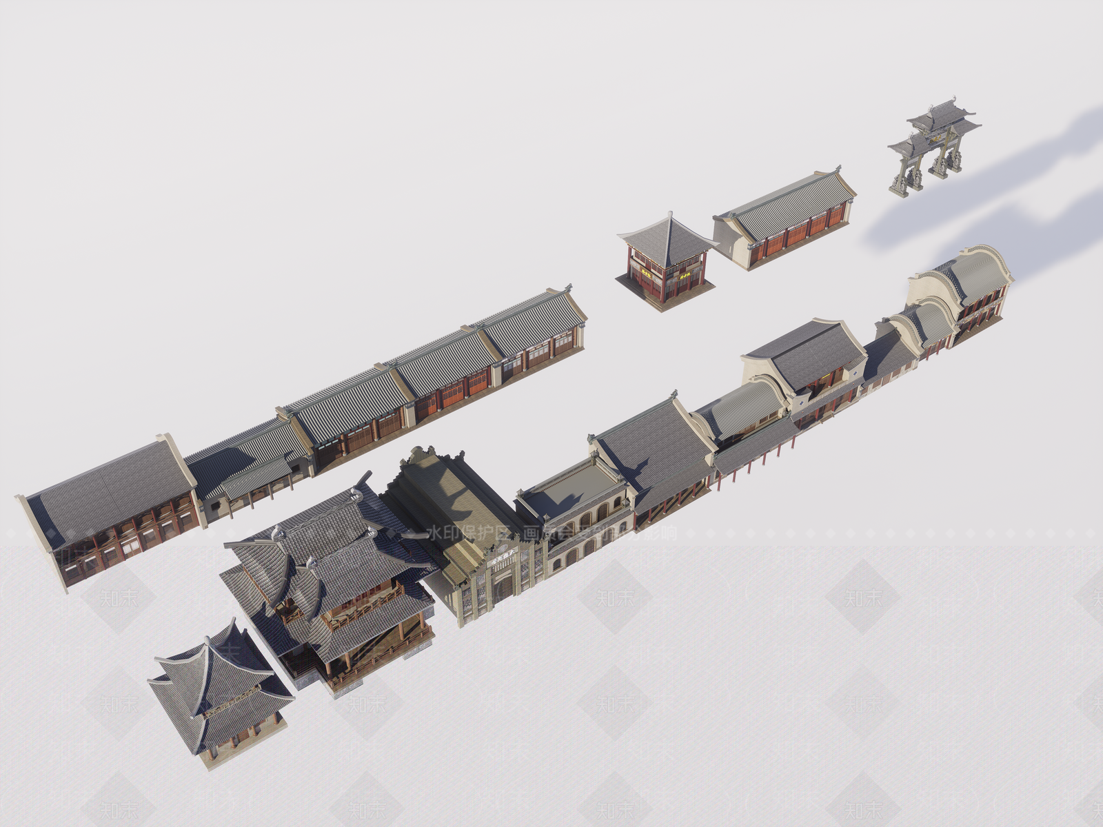 中式古建筑SU模型下载【ID:1173118401】