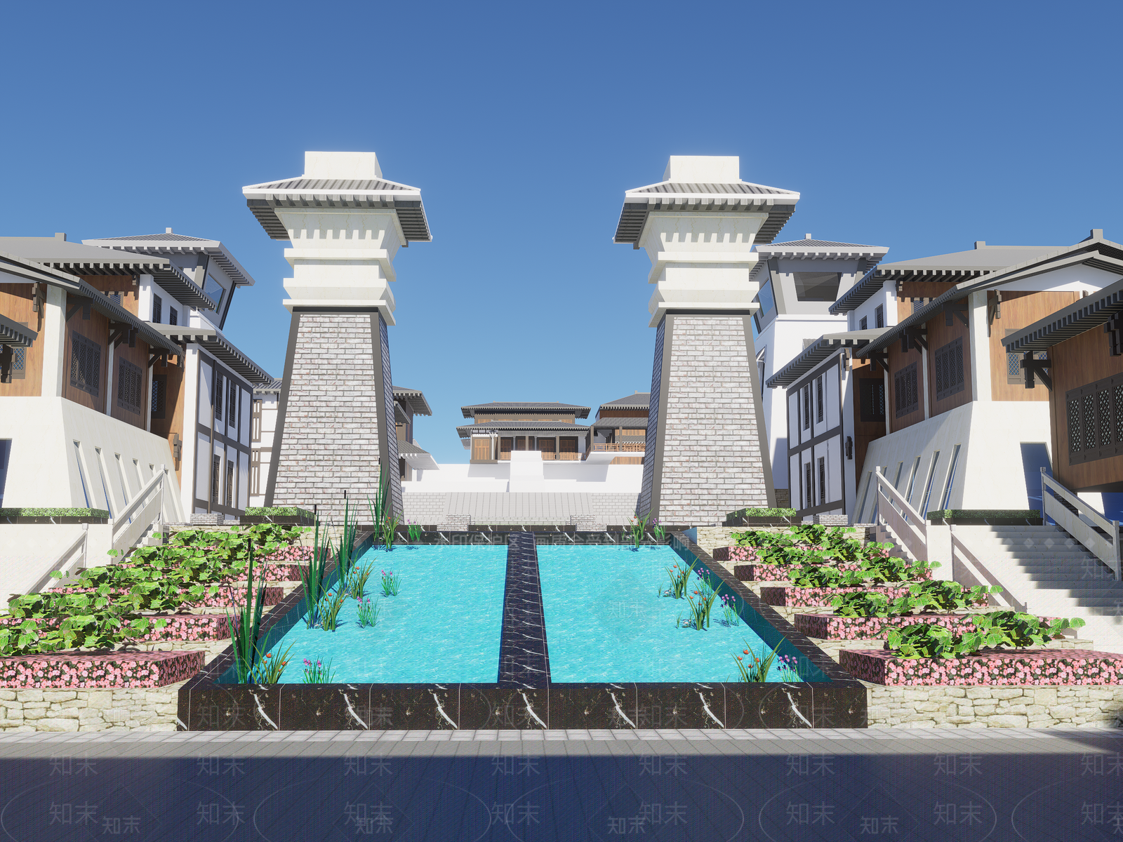 中式古建筑SU模型下载【ID:1173331946】