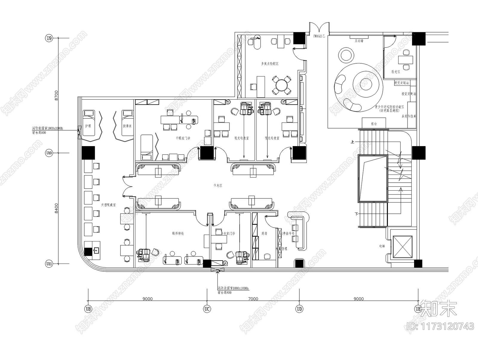 现代眼镜店施工图下载【ID:1173120743】