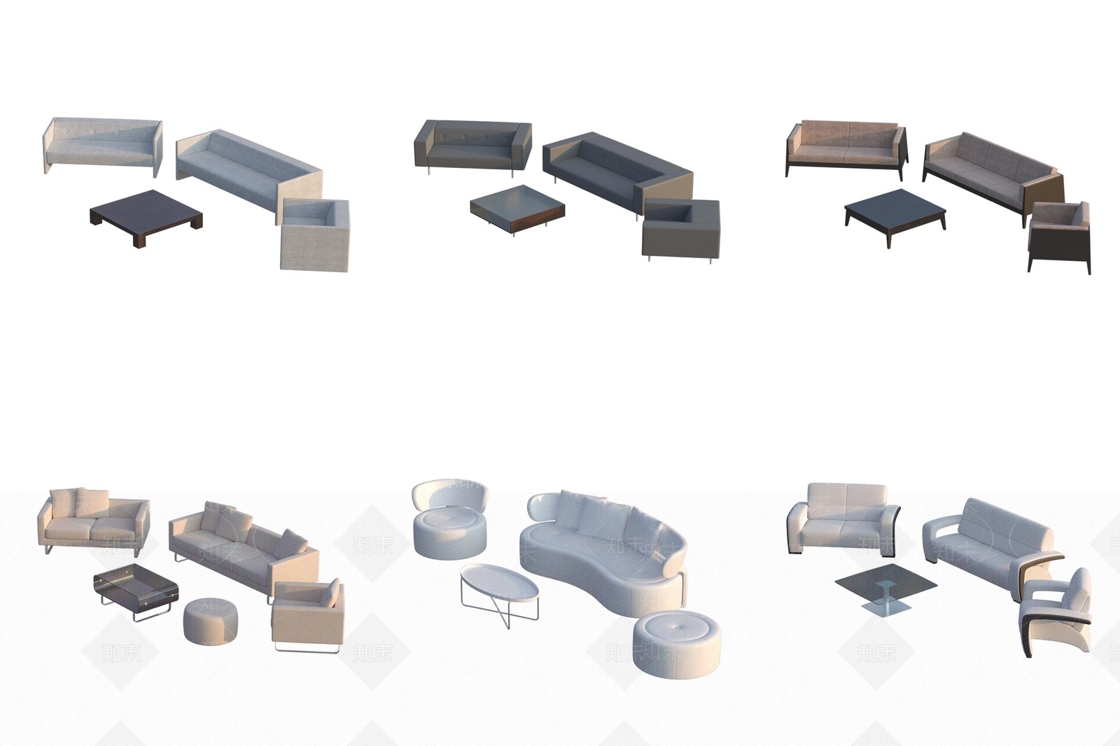 现代沙发组合3D模型下载【ID:1173127951】_知末3d模型网