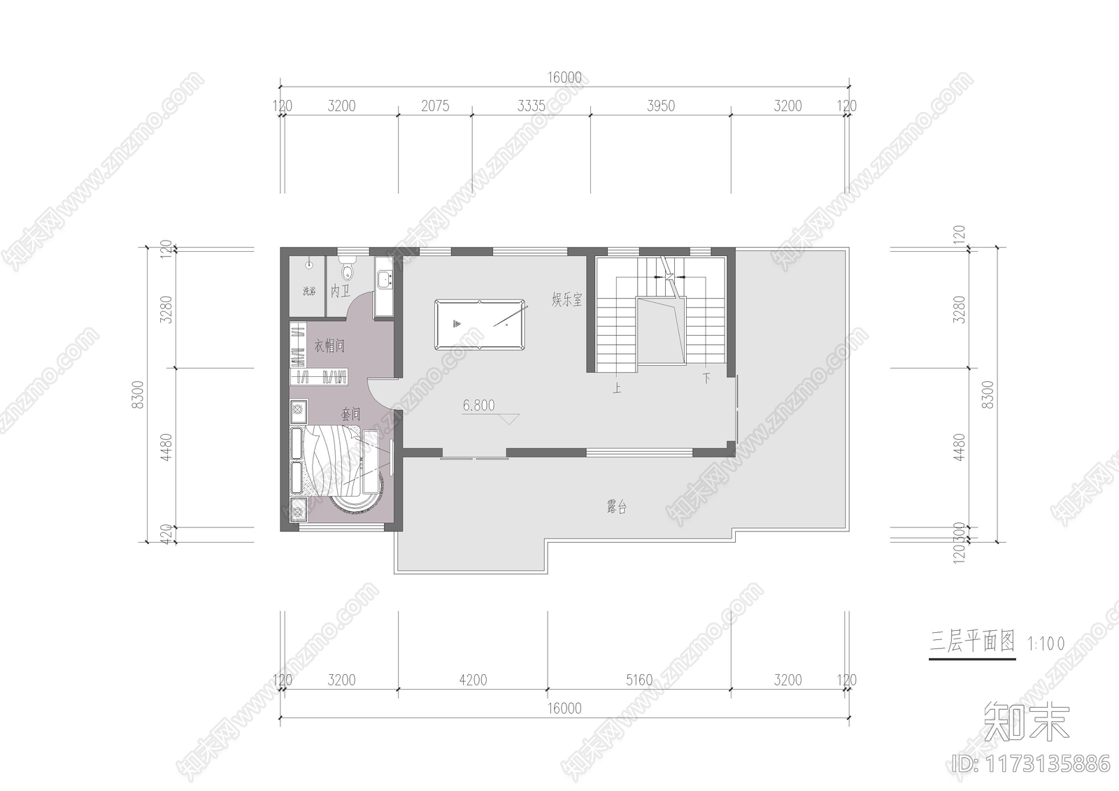 现代新中式别墅建筑cad施工图下载【ID:1173135886】