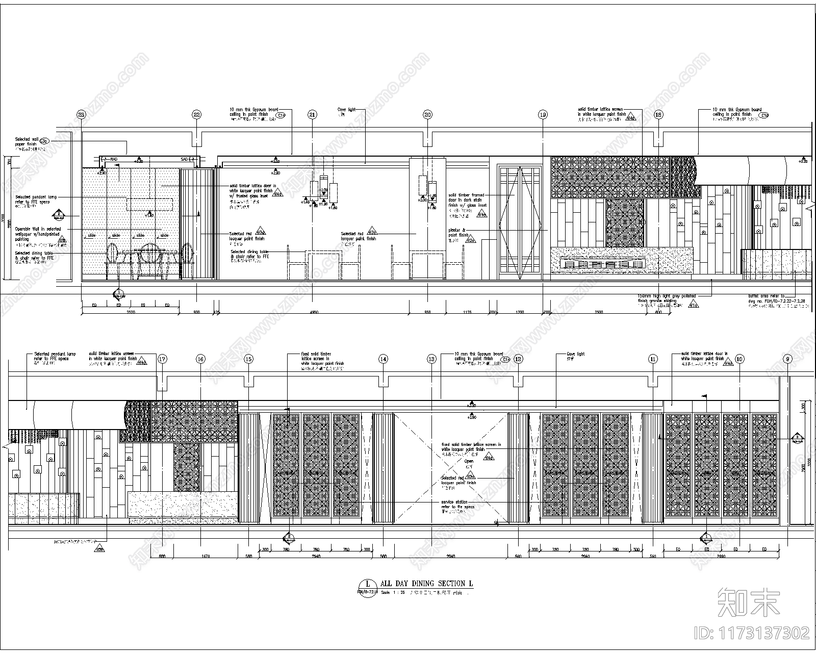 现代轻奢西餐厅cad施工图下载【ID:1173137302】