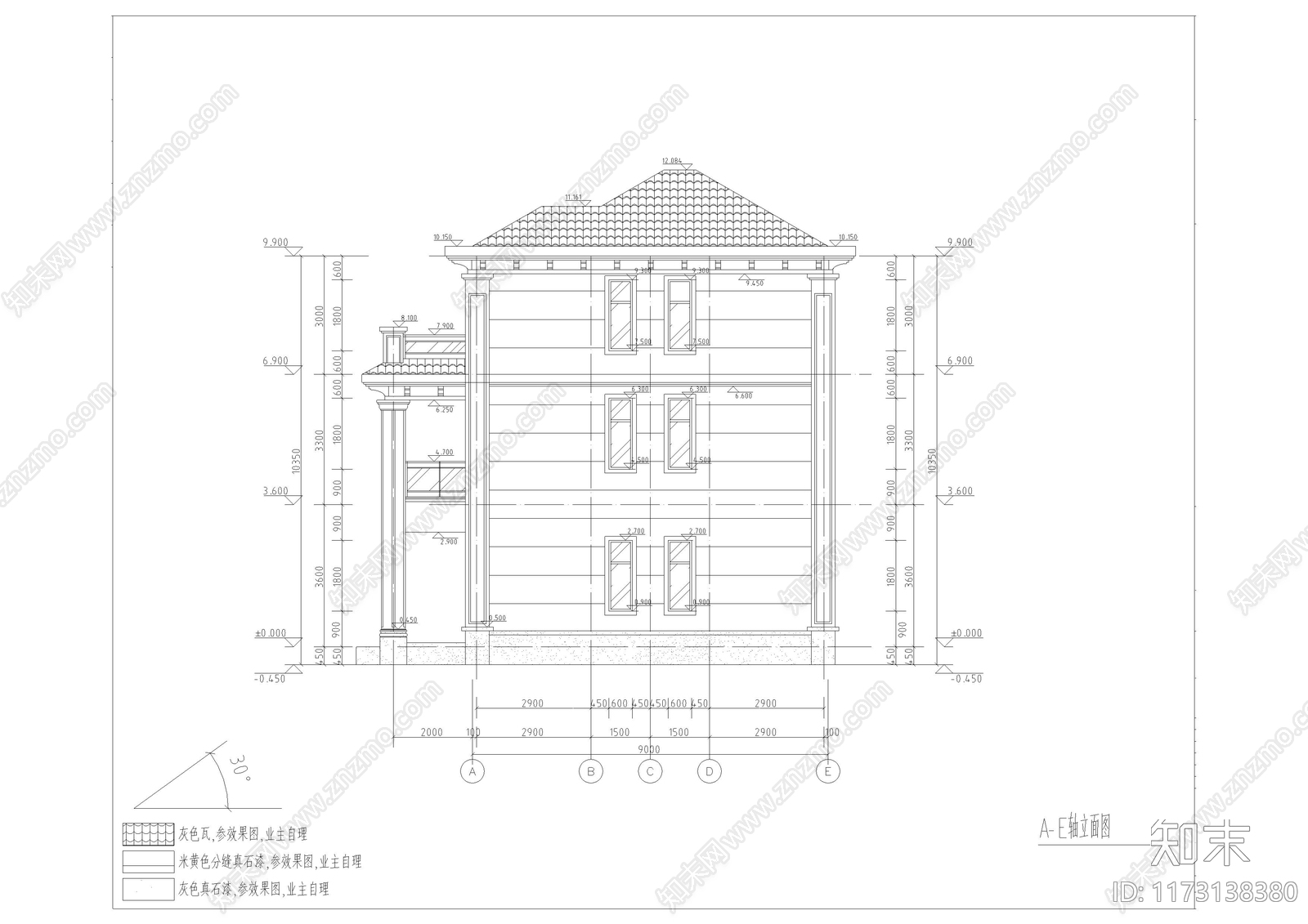 现代新中式别墅建筑cad施工图下载【ID:1173138380】