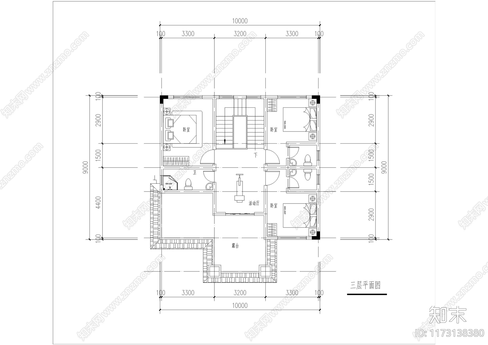 现代新中式别墅建筑cad施工图下载【ID:1173138380】