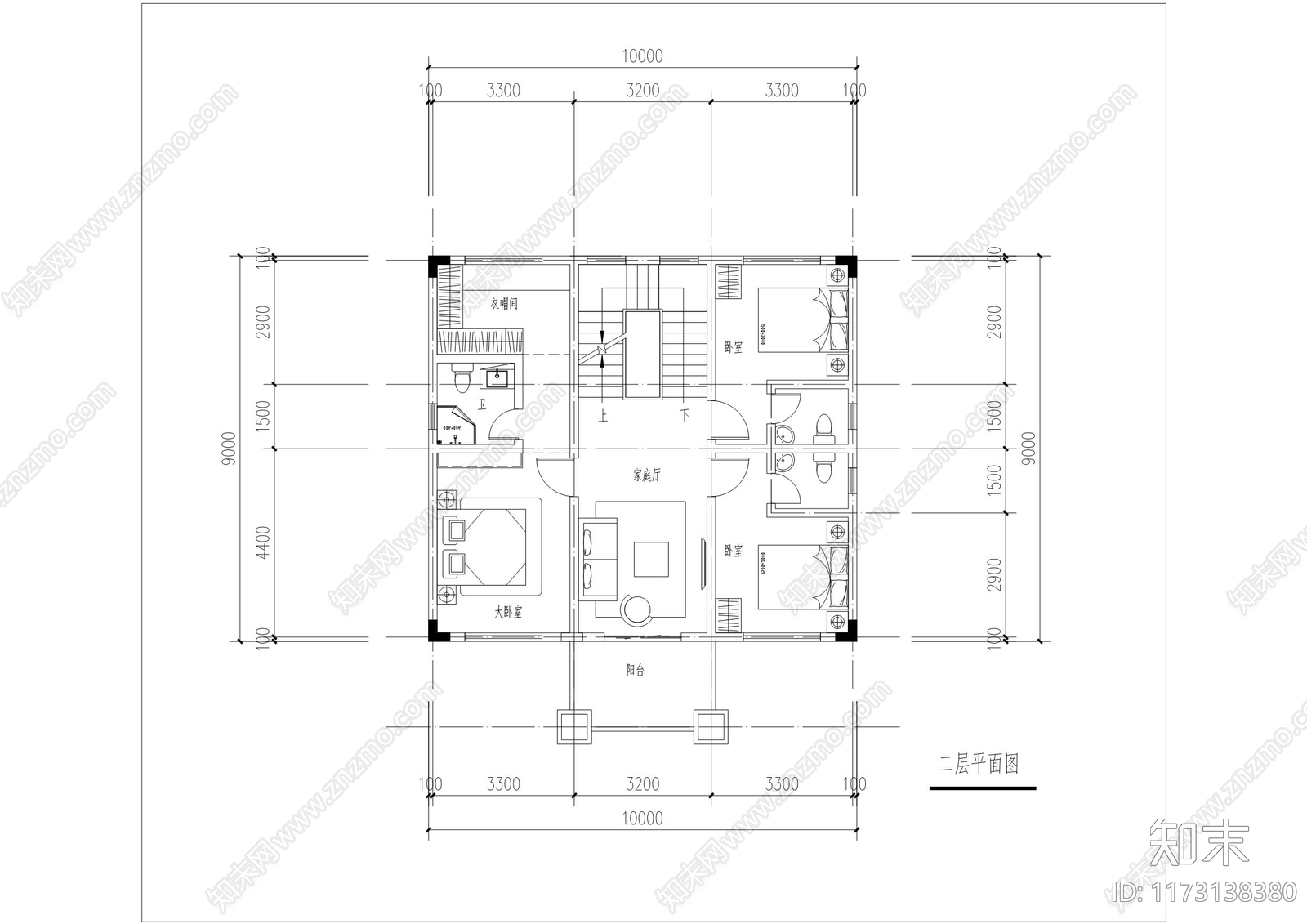 现代新中式别墅建筑cad施工图下载【ID:1173138380】