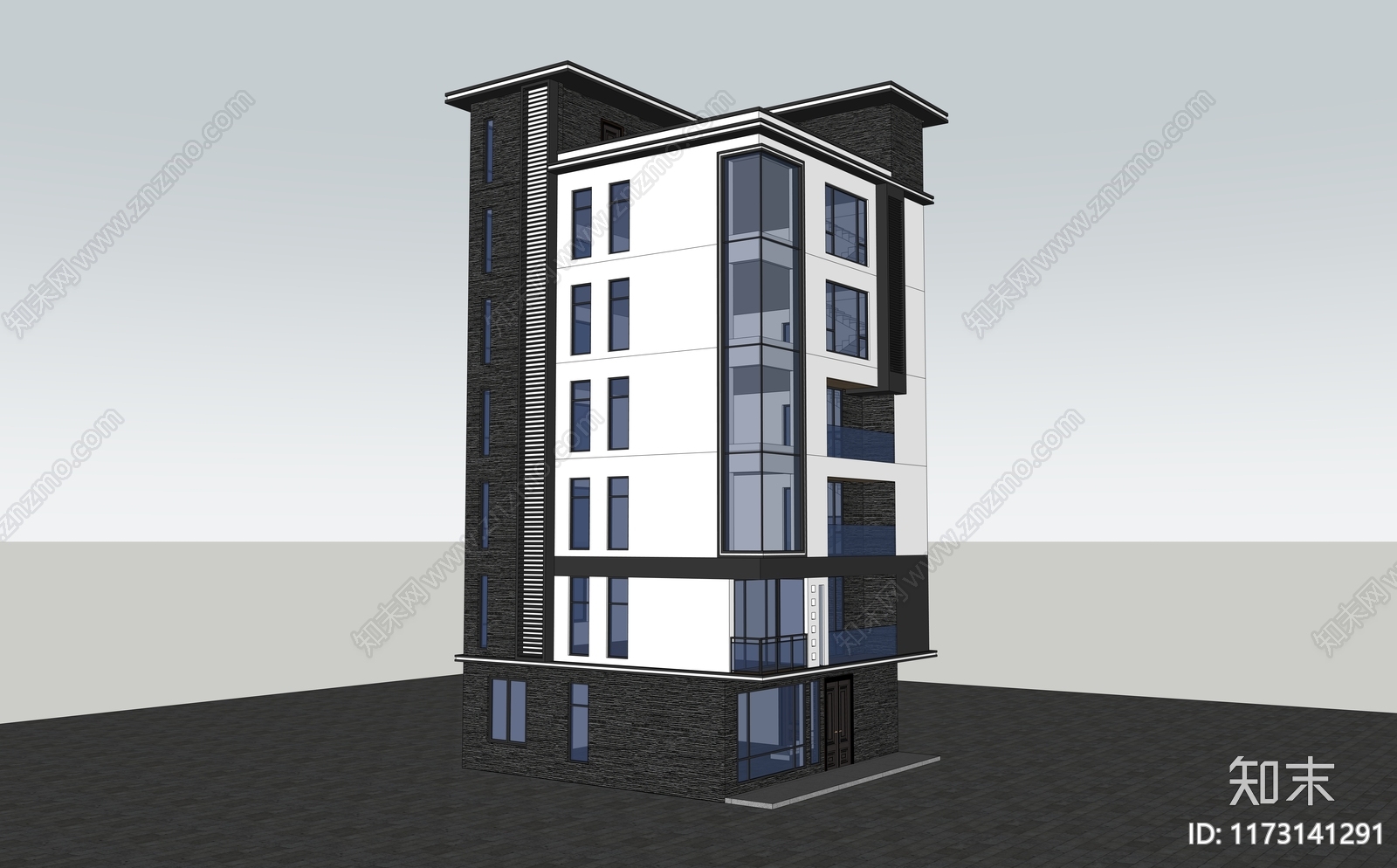 现代简约高层住宅SU模型下载【ID:1173141291】