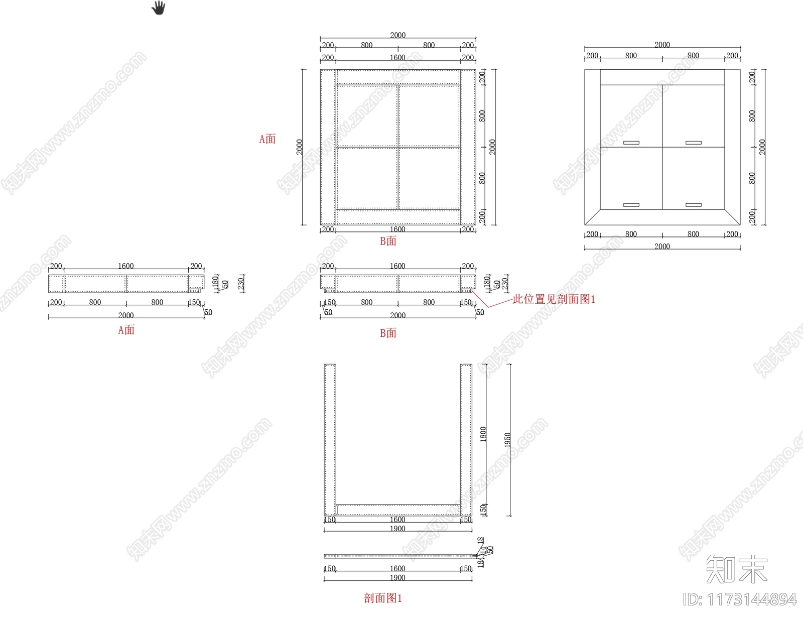 现代极简卧室施工图下载【ID:1173144894】