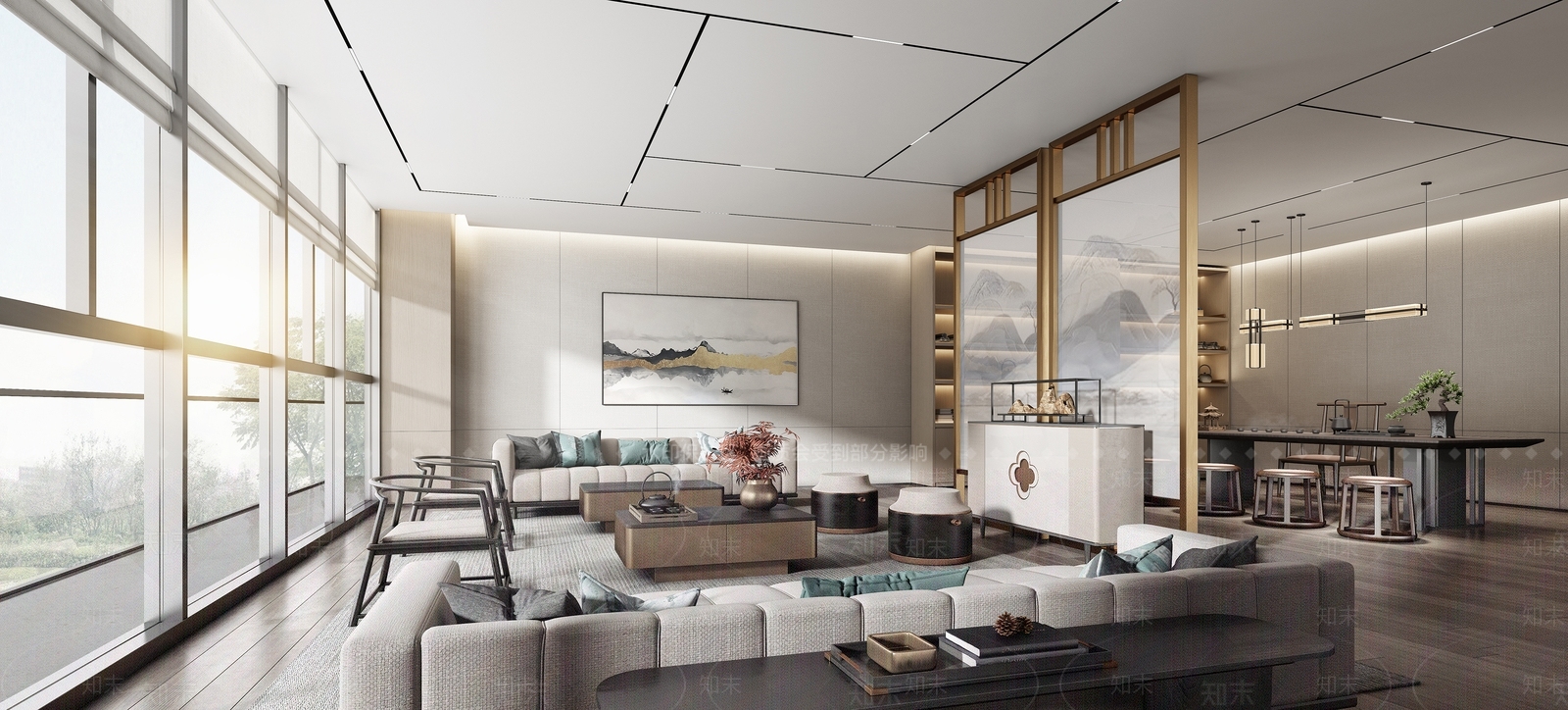 现代新中式会所SU模型下载【ID:1173145754】
