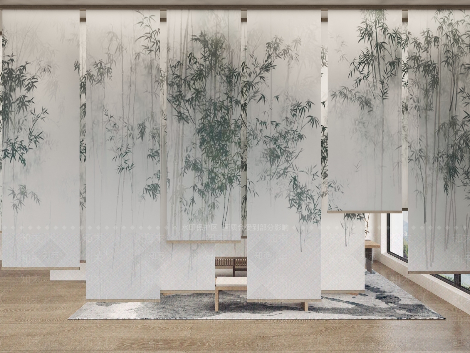 新中式中式窗帘SU模型下载【ID:1173150810】