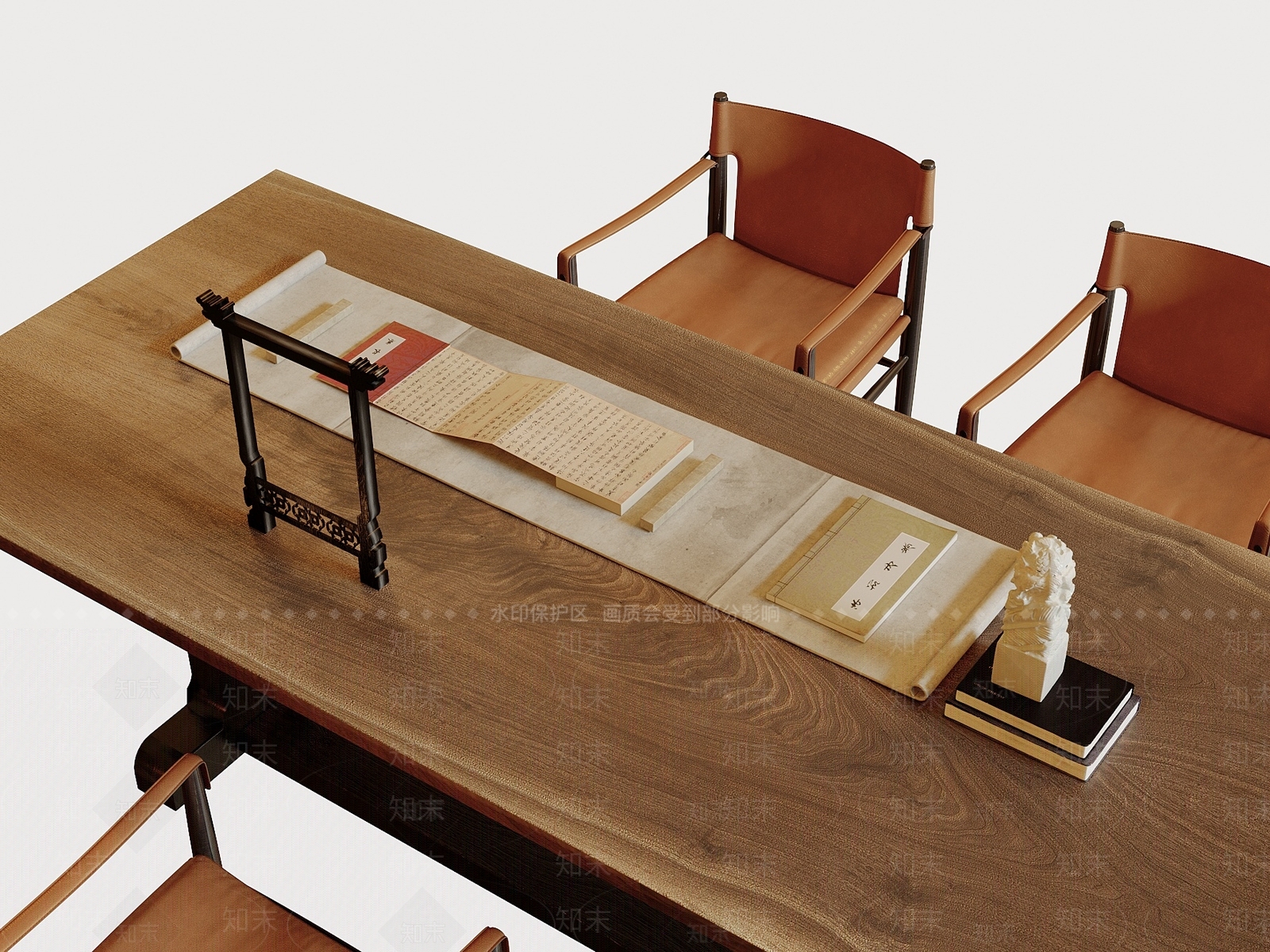 新中式书桌椅3D模型下载【ID:1173153387】