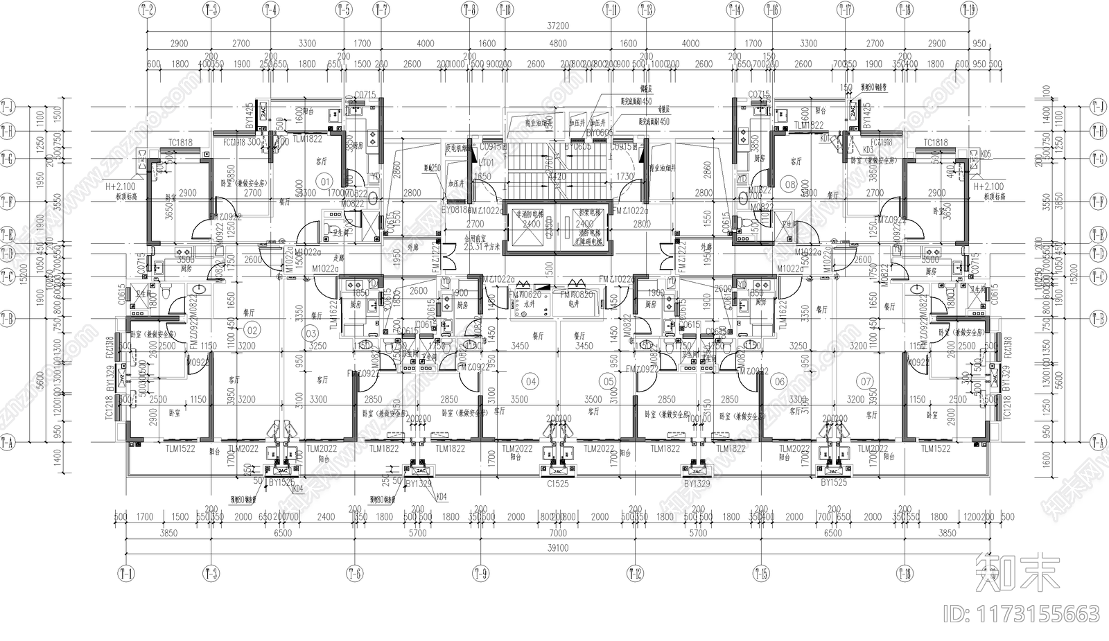 现代住宅楼建筑cad施工图下载【ID:1173155663】