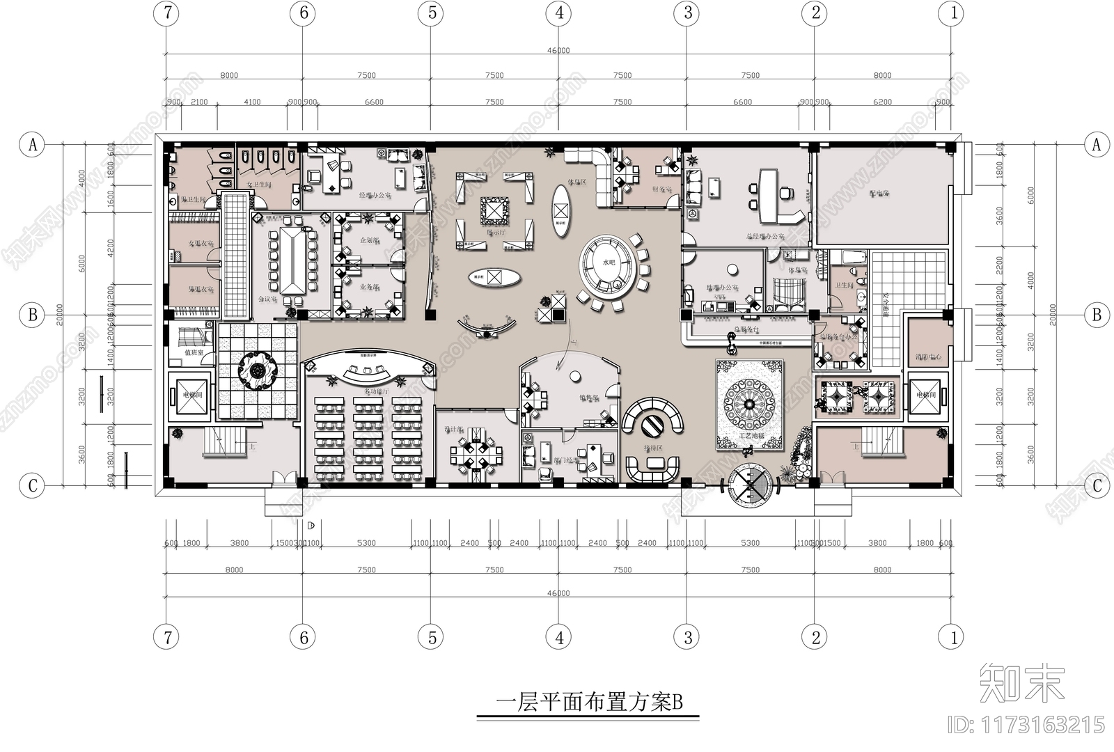 现代整体办公空间施工图下载【ID:1173163215】