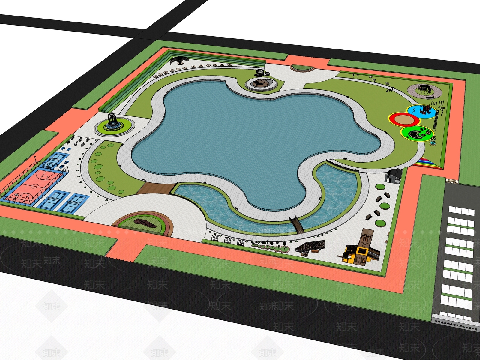 现代景观公园SU模型下载【ID:1173166130】