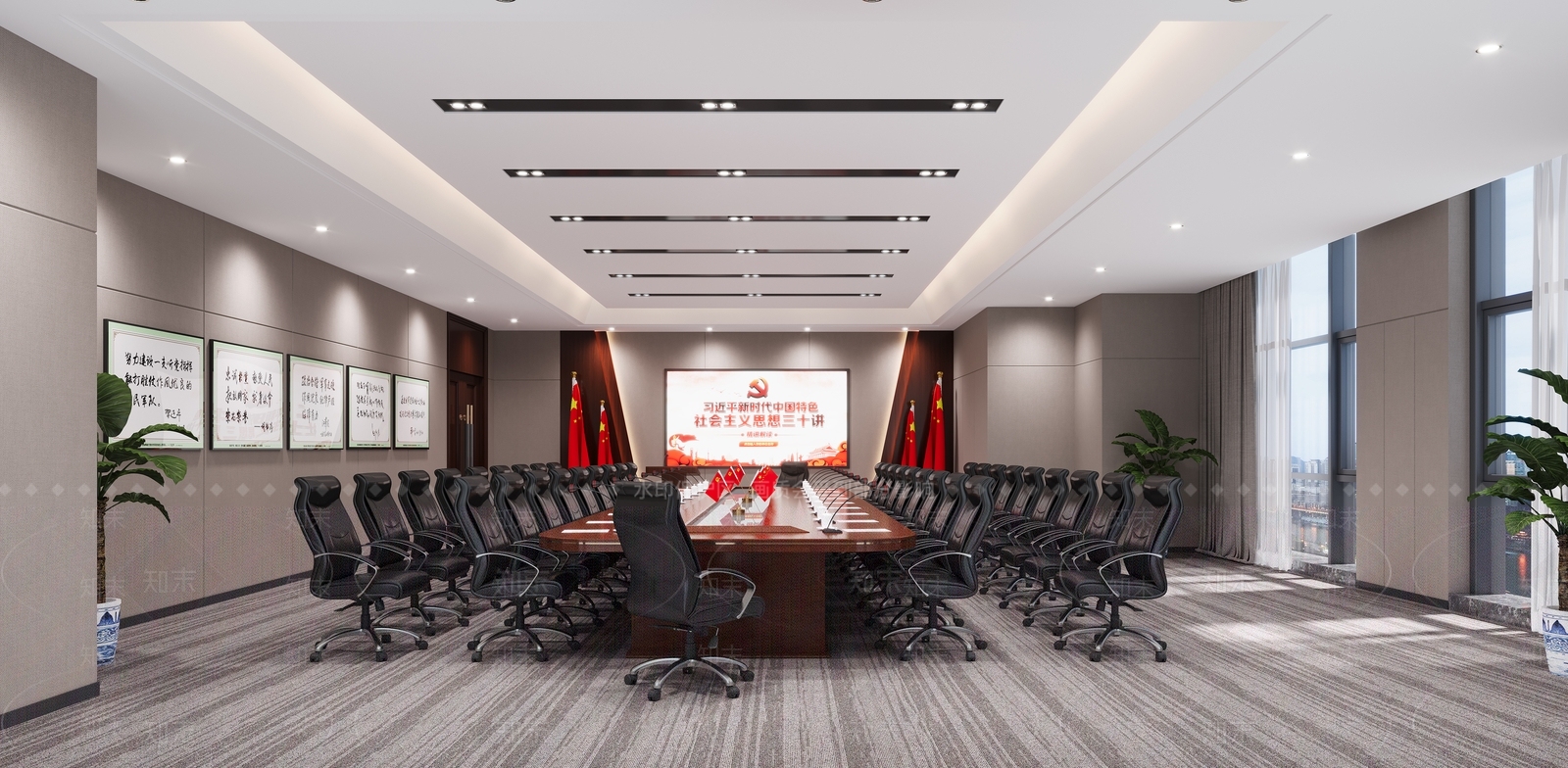 现代新中式会议室3D模型下载【ID:1173174333】