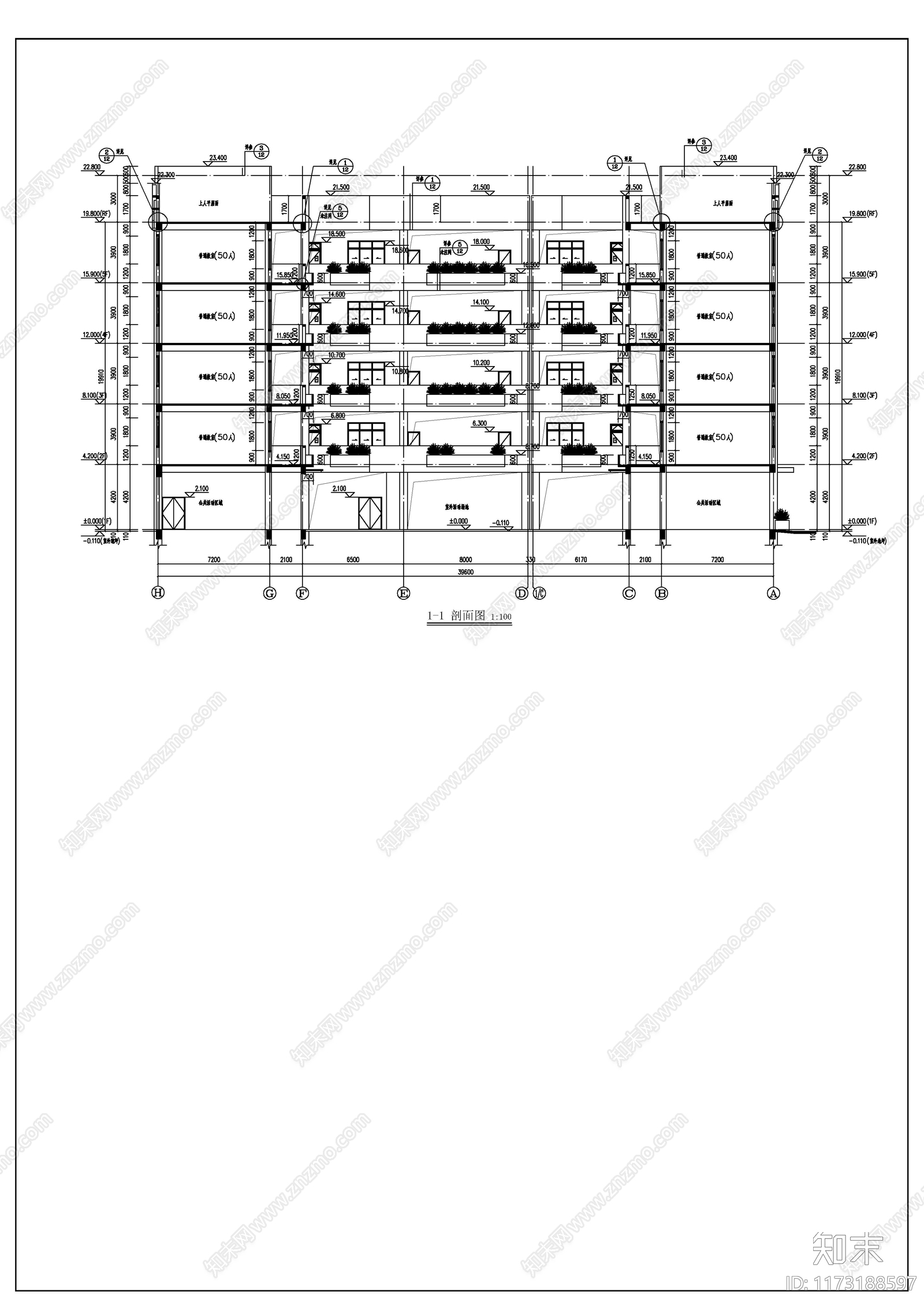 现代学校建筑cad施工图下载【ID:1173188597】