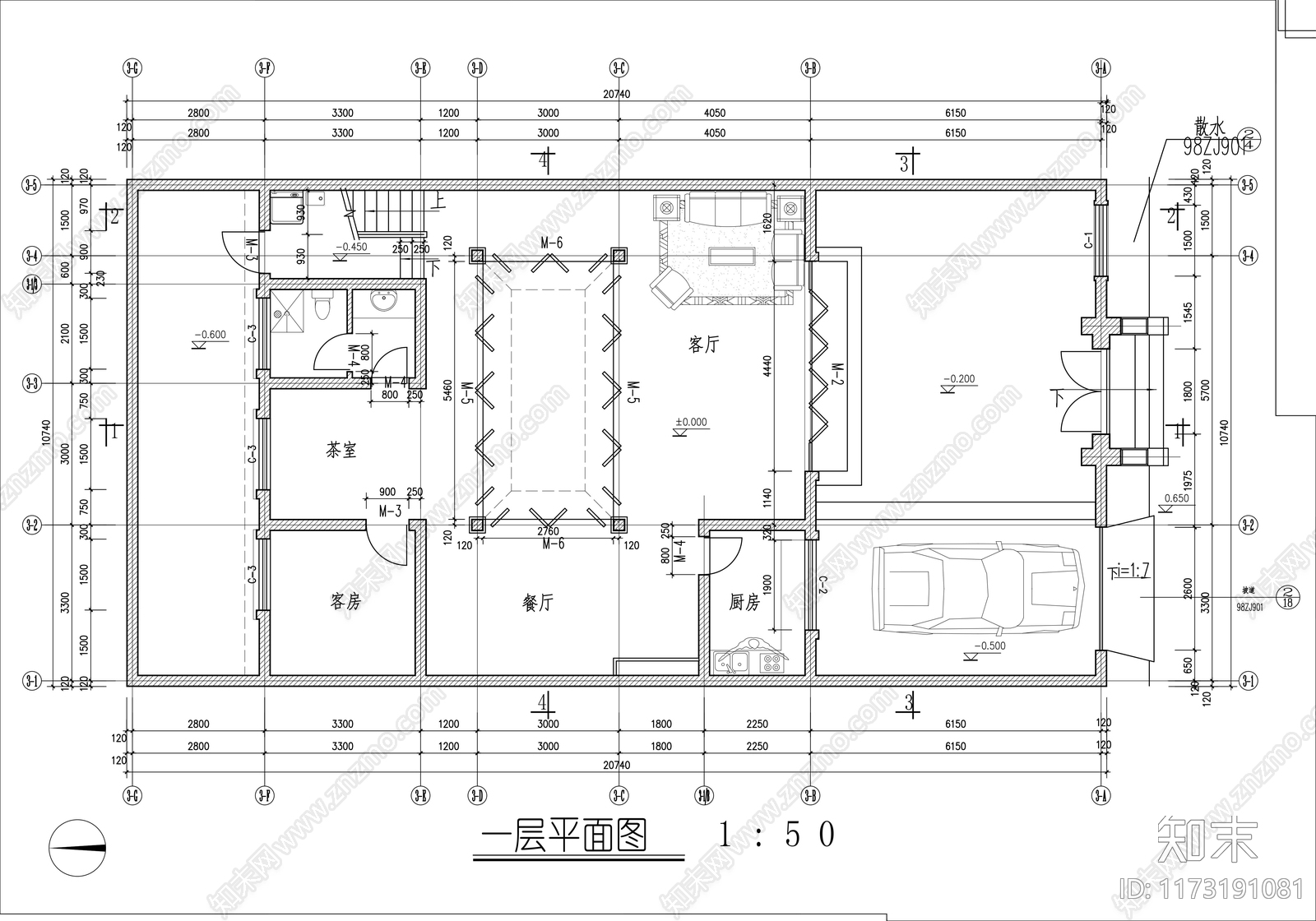 新中式民宿建筑施工图下载【ID:1173191081】