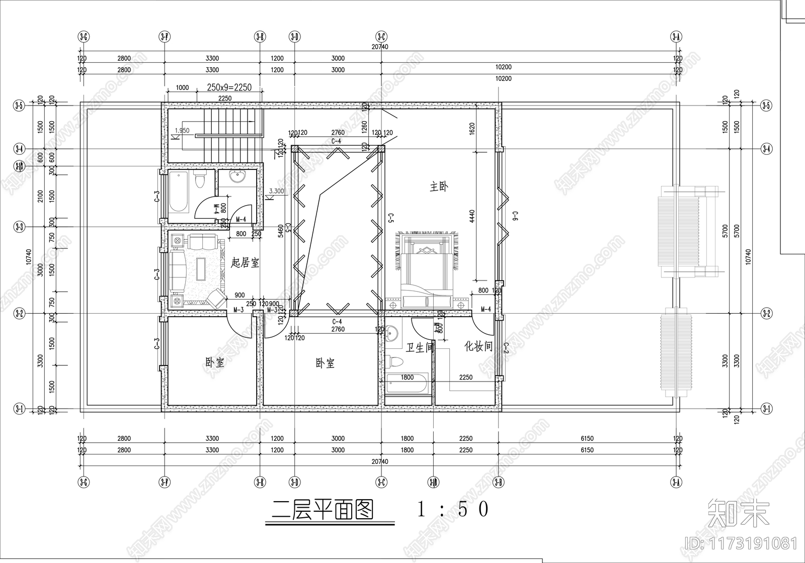 新中式民宿建筑施工图下载【ID:1173191081】