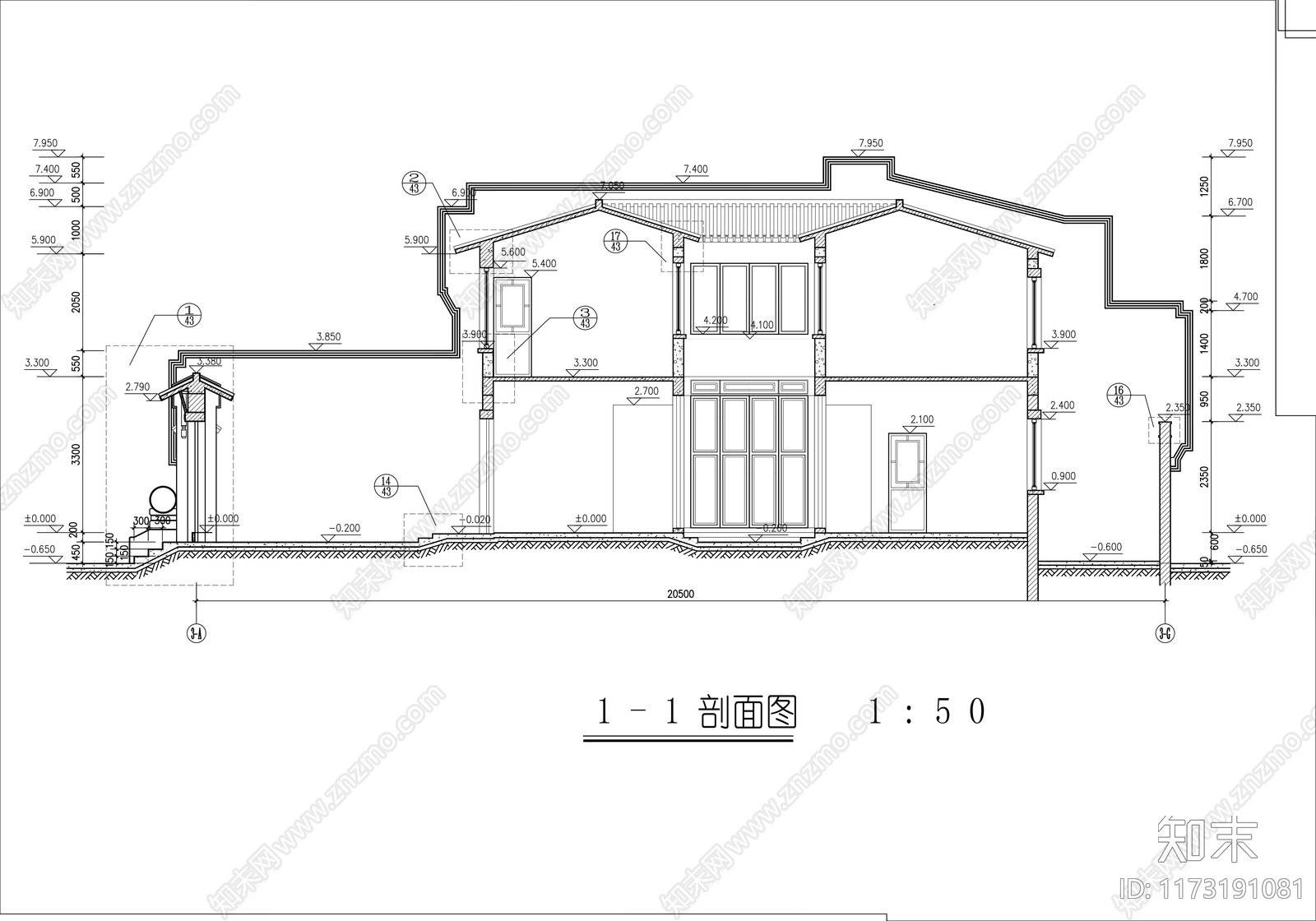 新中式民宿建筑施工图下载【ID:1173191081】